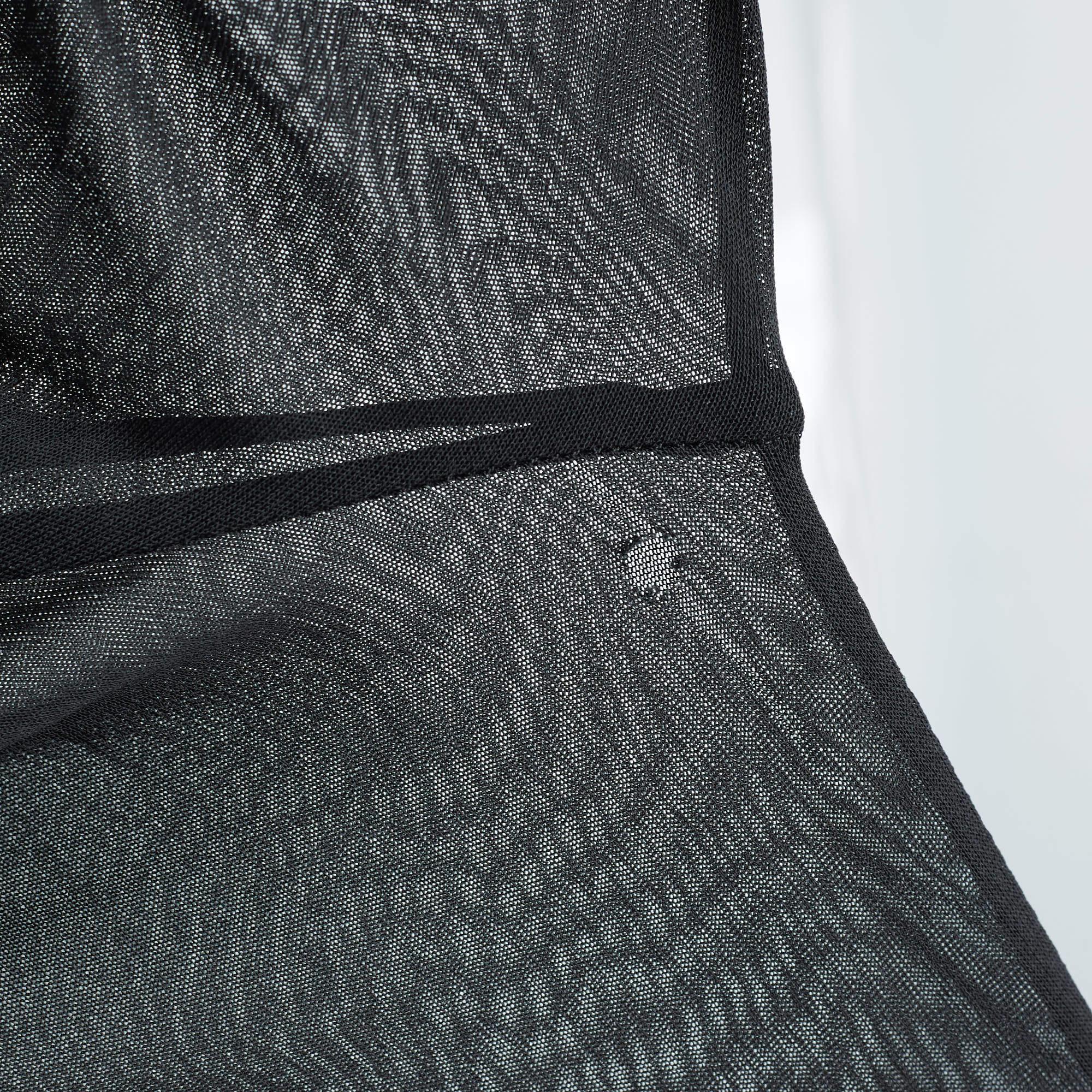Saint Laurent Black Crepe & Jersey Draped Gown S For Sale 2