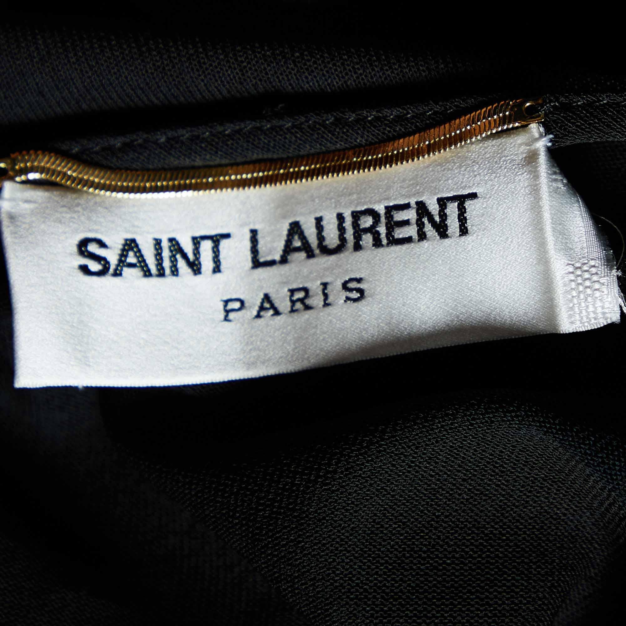 Saint Laurent Black Crepe & Jersey Draped Gown S For Sale 3