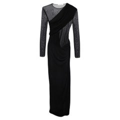 Saint Laurent Black Crepe & Jersey Draped Gown S