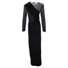 Saint Laurent Black Crepe & Jersey Draped Gown S