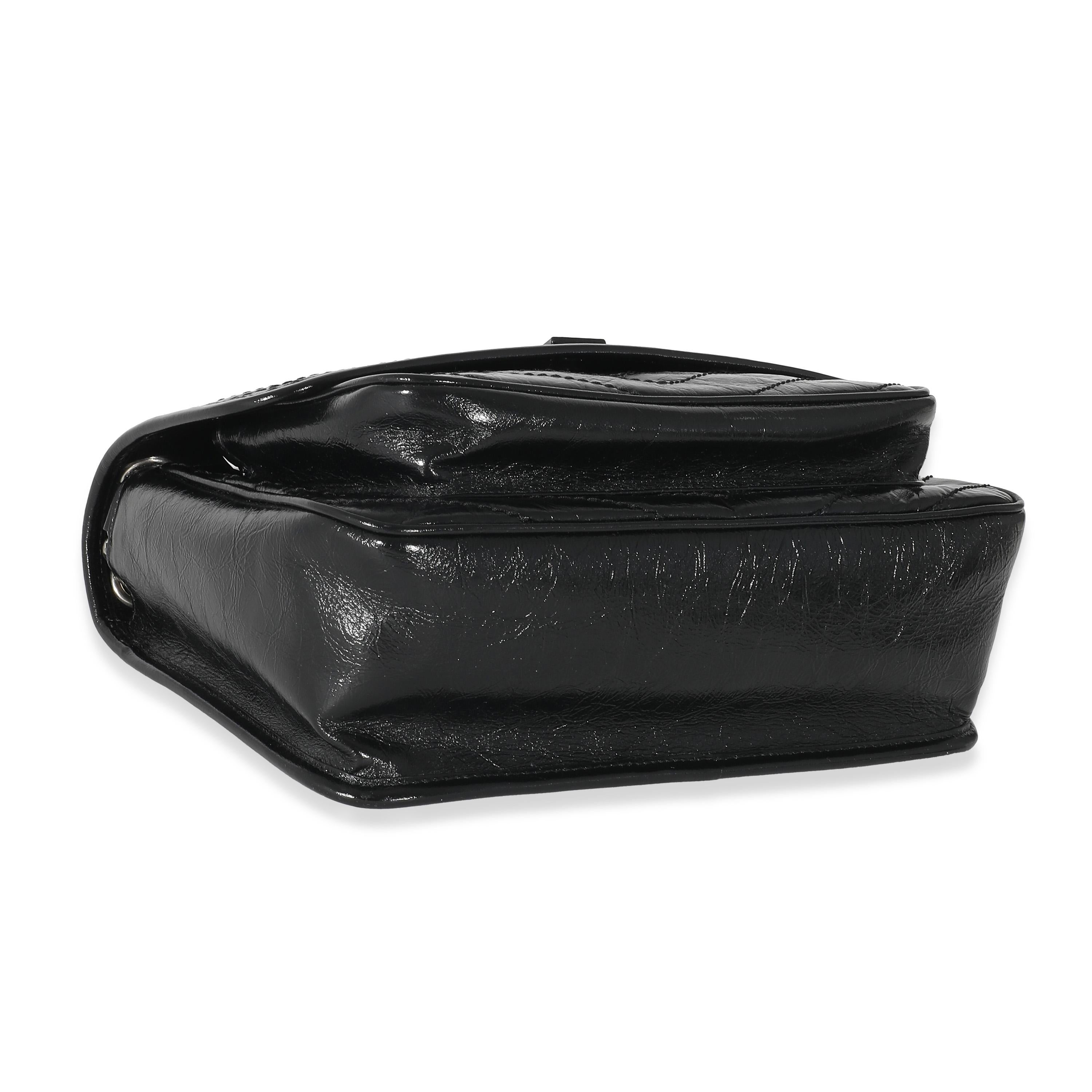 Women's Saint Laurent Black Crinkle Vintage Leather Medium Niki Chain Bag