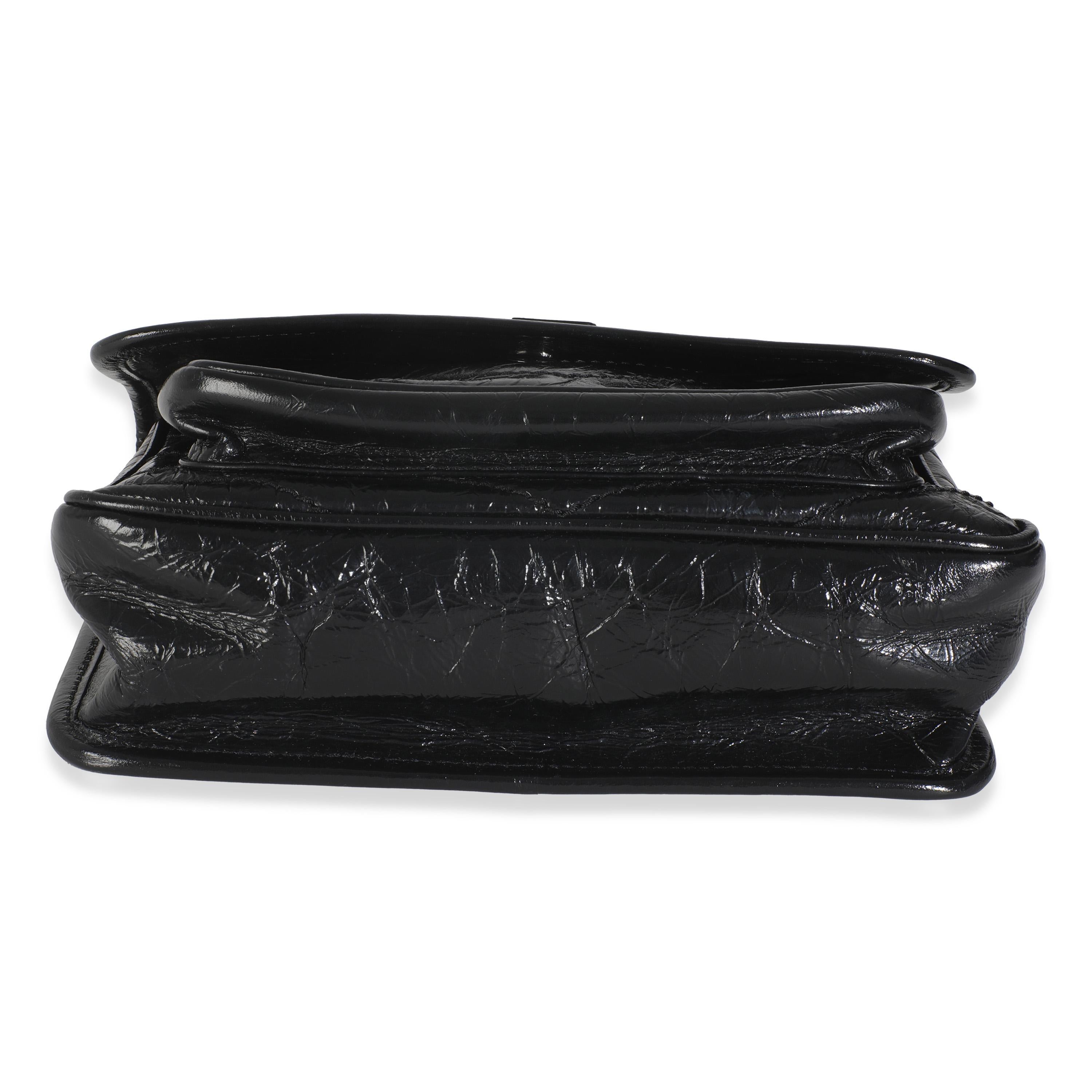Saint Laurent Black Crinkled Calfskin Matelasse Baby Niki Chain Satchel For Sale 4