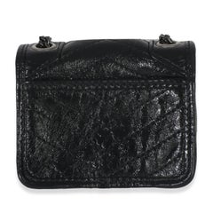 Saint Laurent Black Crinkled Calfskin Matelasse Micro Niki Airpods With Chain Ca