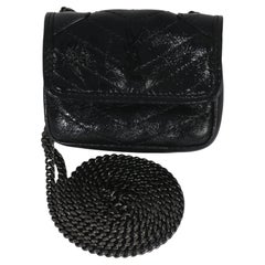 Saint Laurent Black Crinkled Calfskin Matelasse Micro Niki Airpods With Chain Ca