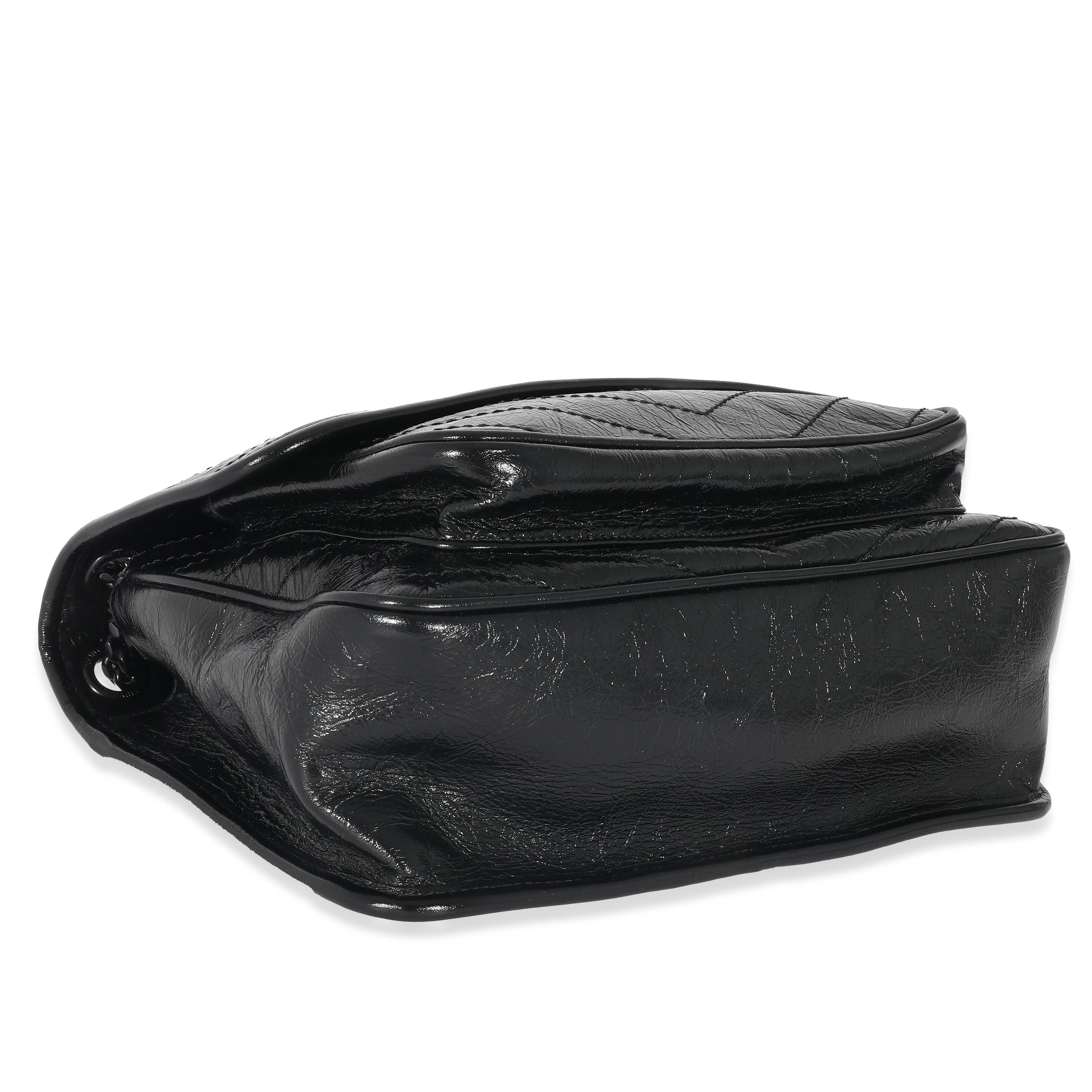 Saint Laurent Black Crinkled Calfskin Medium Niki Bag 3