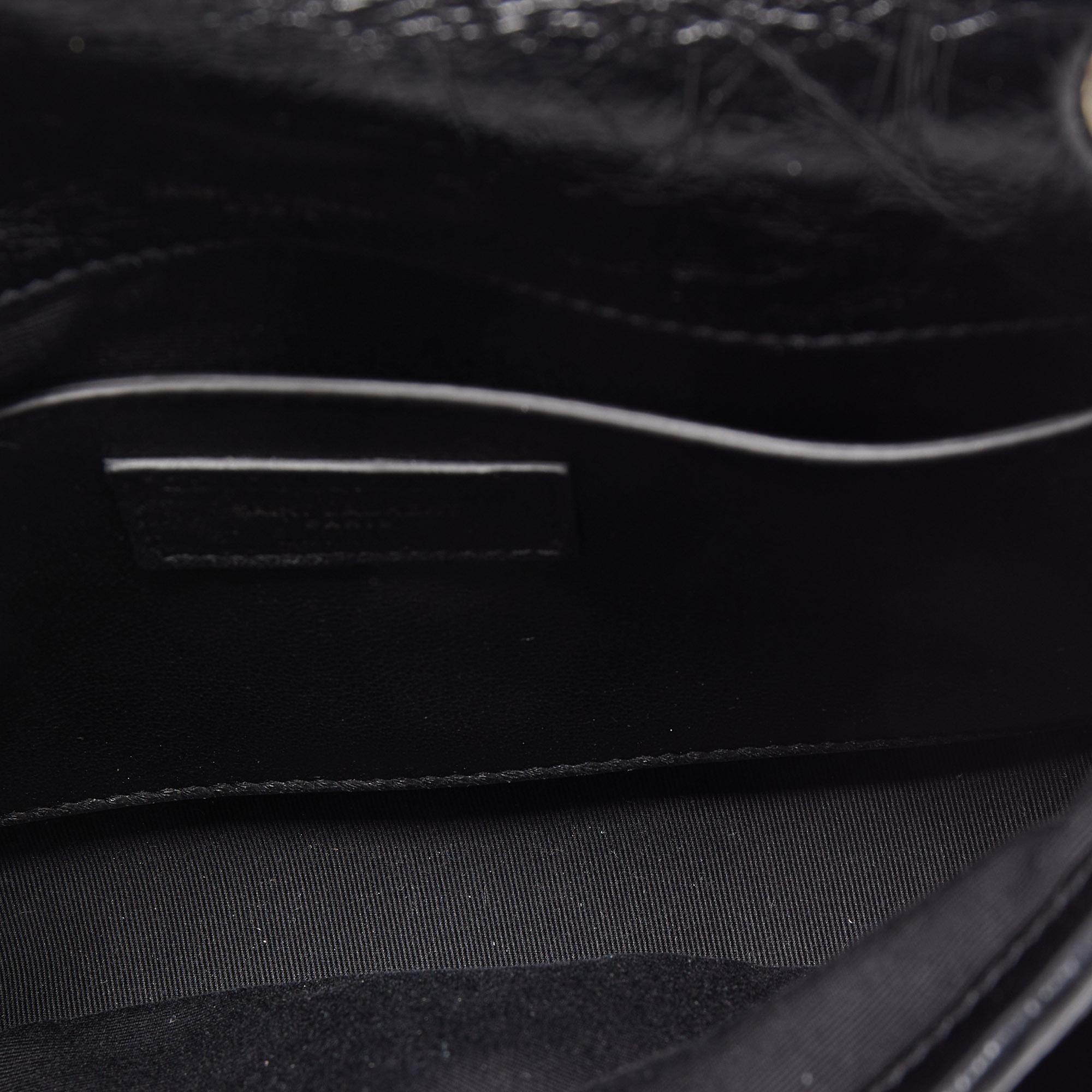Saint Laurent Black Crinkled Leather Baby Niki Chain Shoulder Bag 3