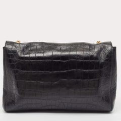 Saint Laurent Schwarze Tasche aus Leder und Wildleder mit Kroko-Prägung Reversible Kate