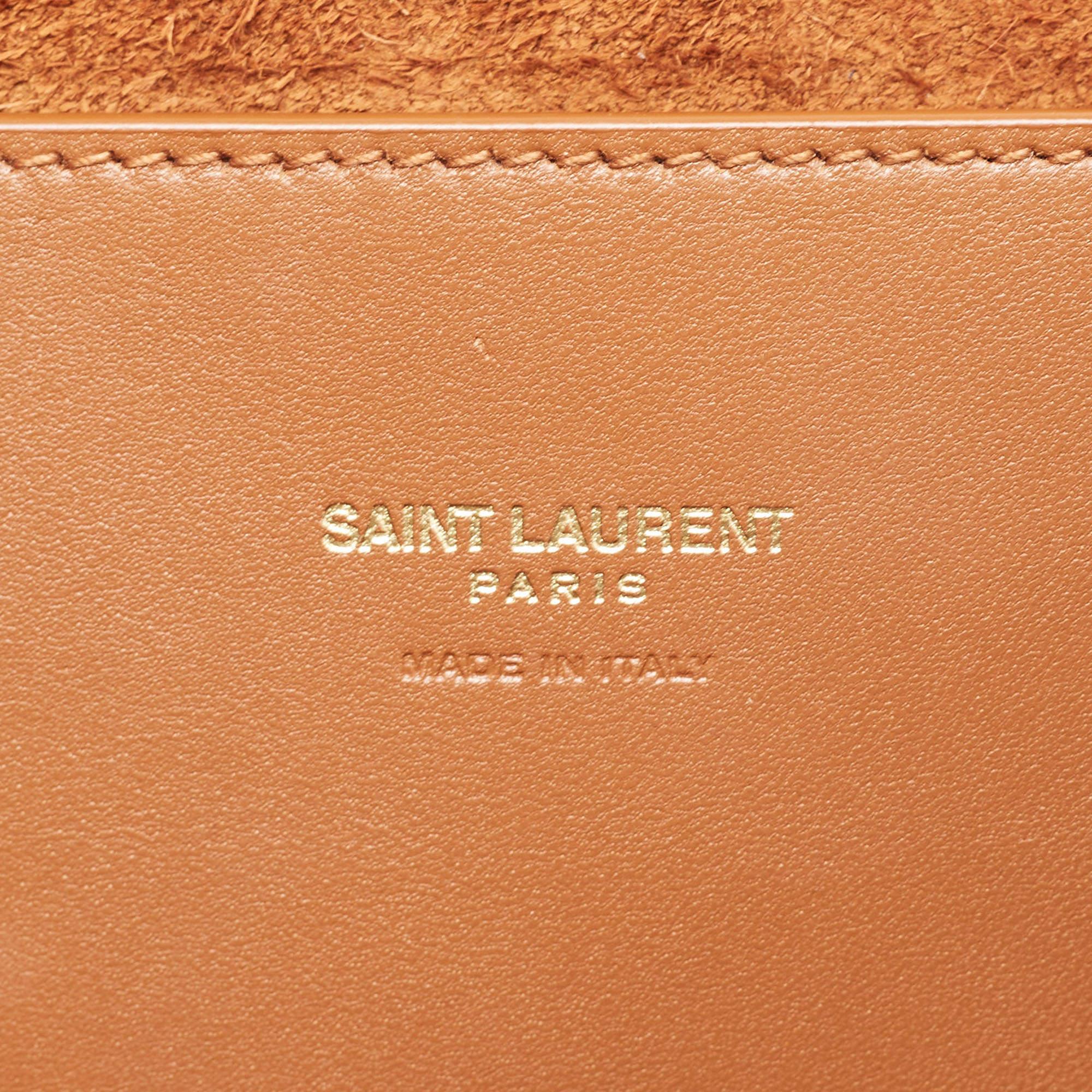 Saint Laurent Black Croc Embossed Leather and Suede Reversible Kate Bag 4