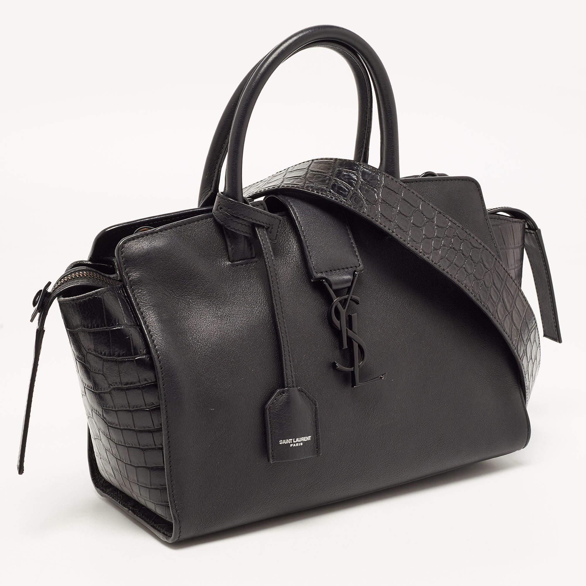 Downtown baby cabas in smooth and crocodile embossed leather sales
