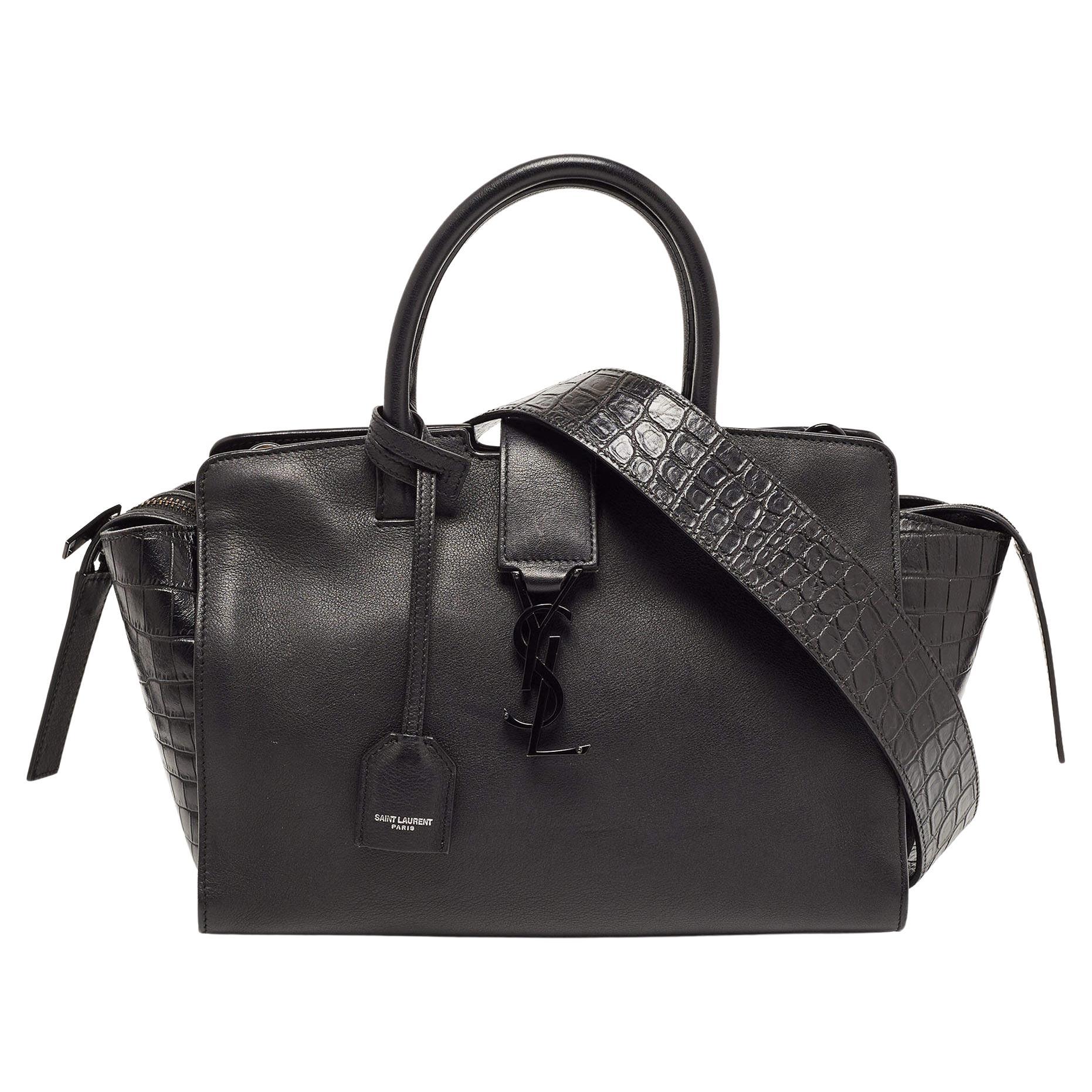 Saint Laurent - Baby Cabas Calfskin Bag with Strap Grey