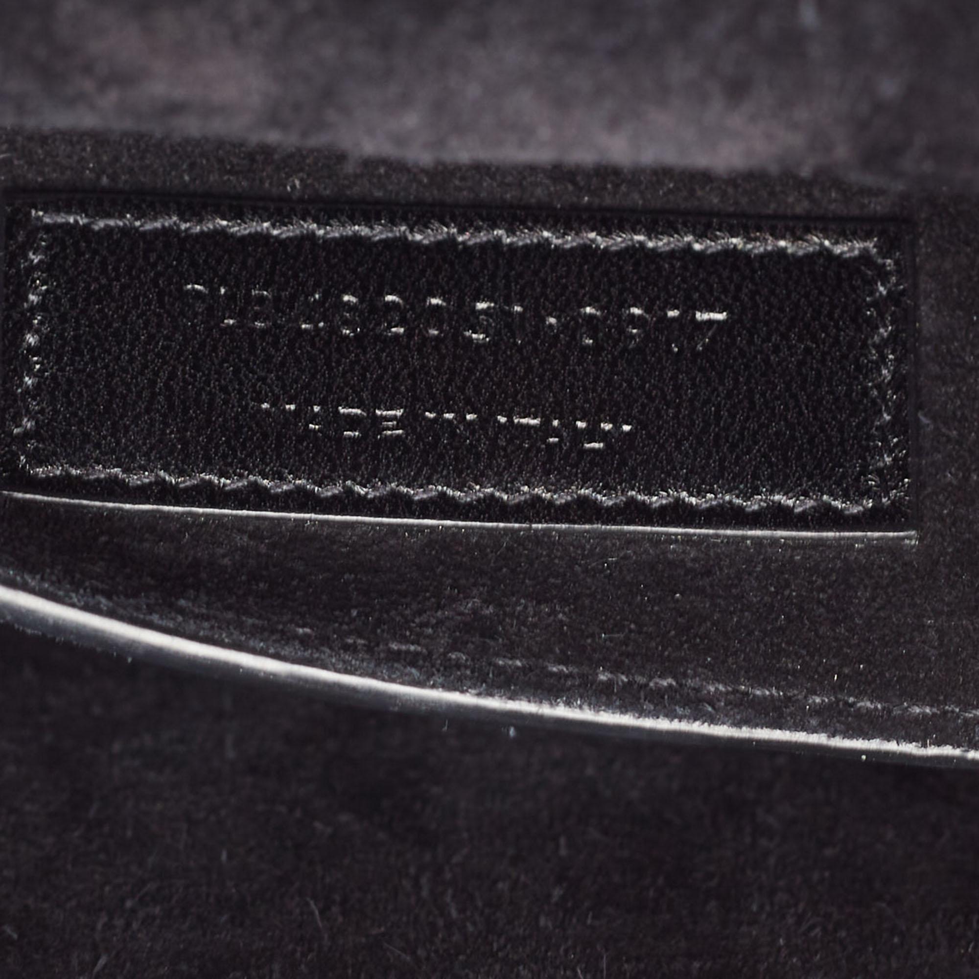 Women's Saint Laurent Black Croc Embossed Leather Bellechasse Top Handle Bag