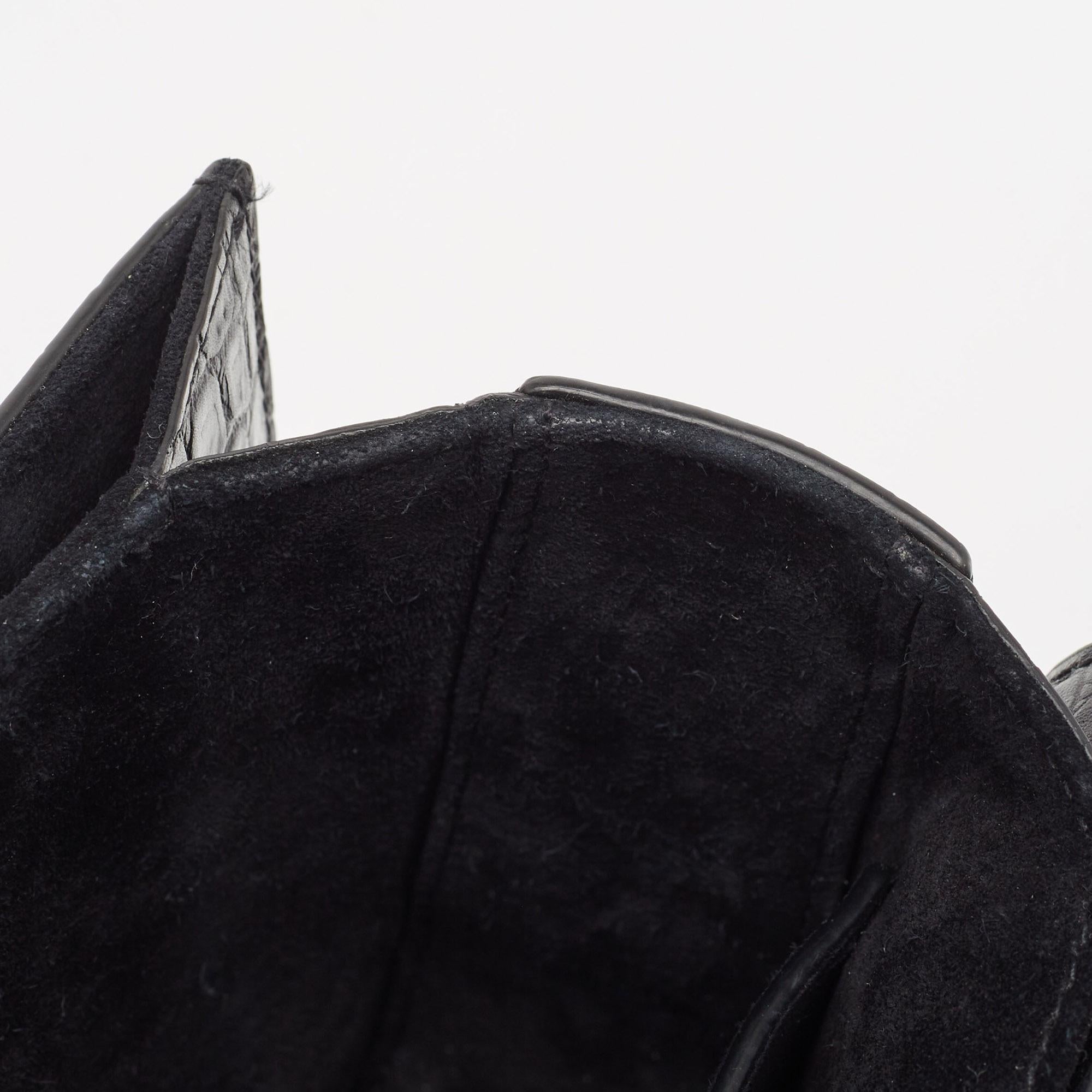 Saint Laurent Black Croc Embossed Leather Bellechasse Top Handle Bag 1