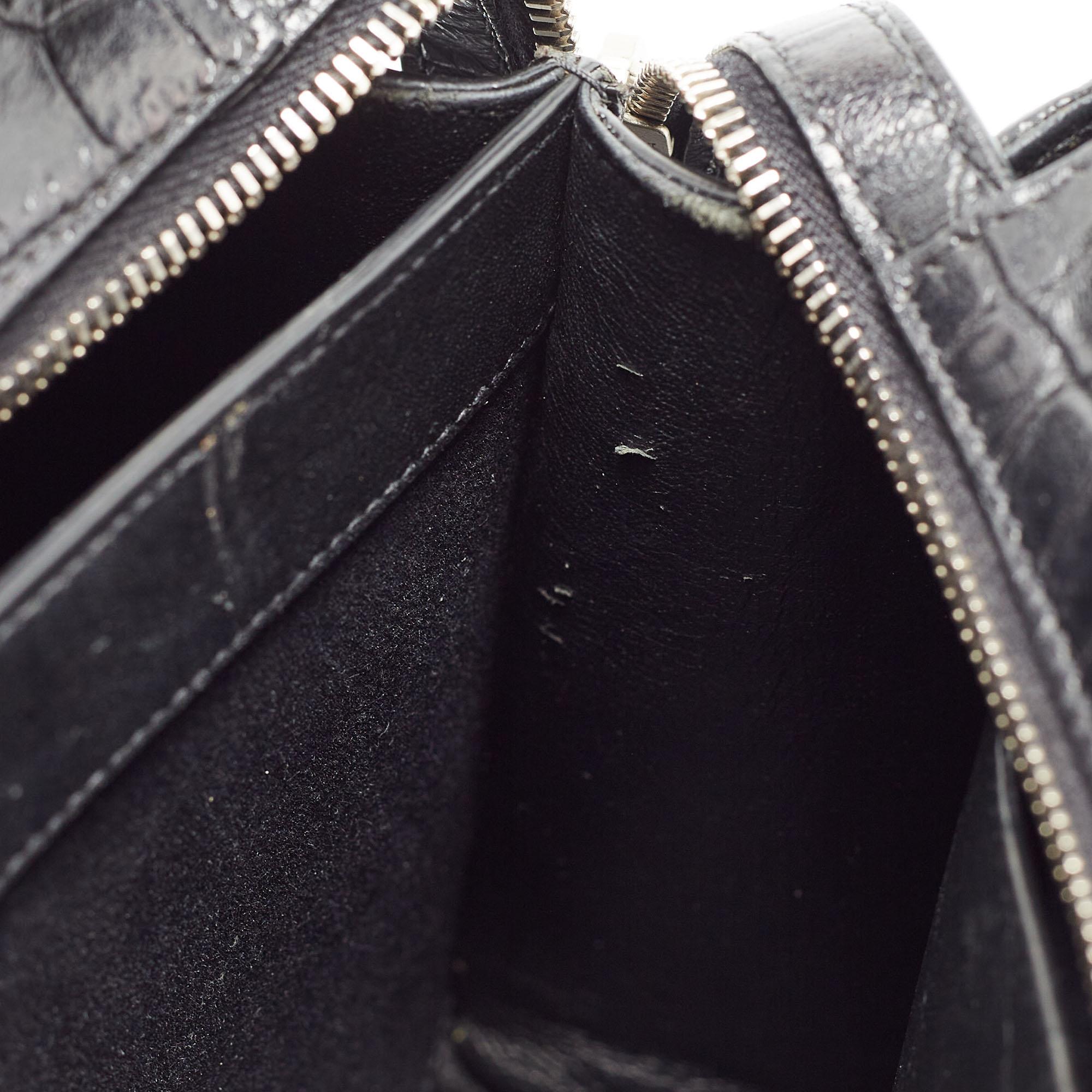 Saint Laurent Black Croc Embossed Leather East Side Tote For Sale 8