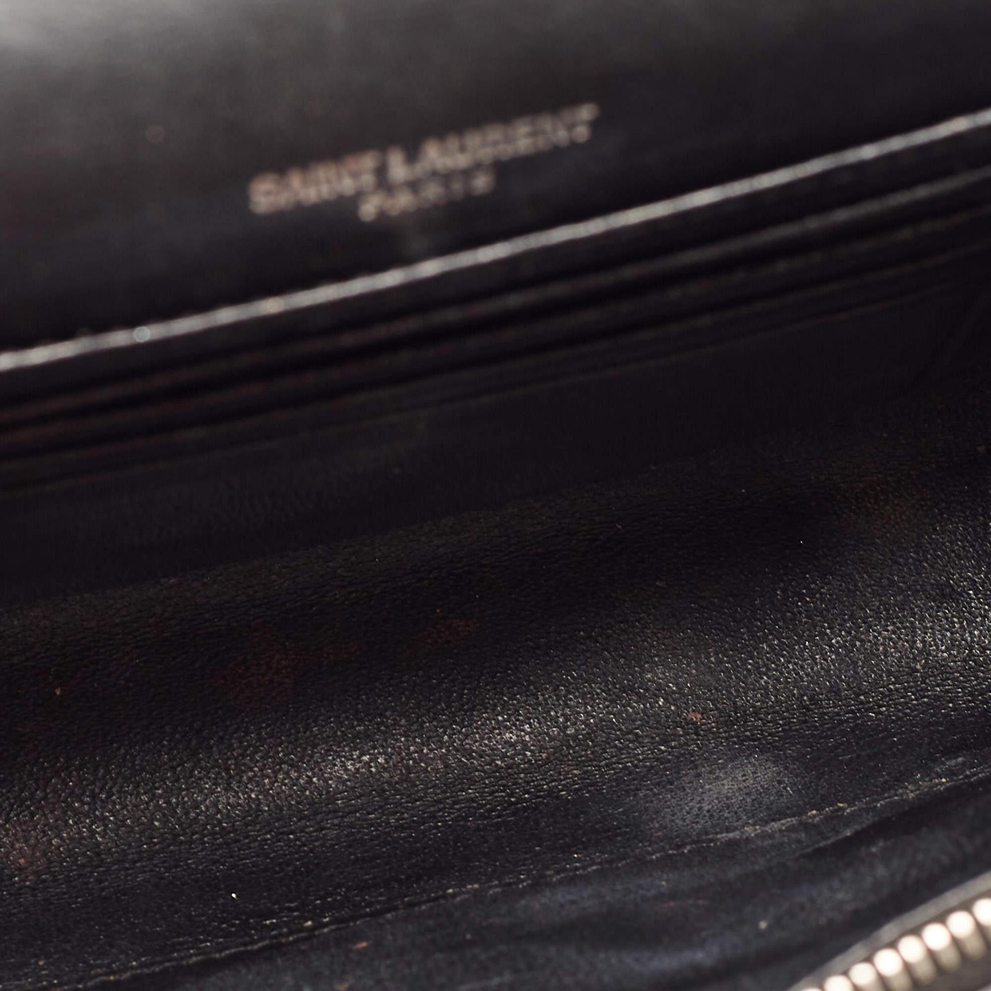 Women's Saint Laurent Black Croc Embossed Leather Kate Belt Bag