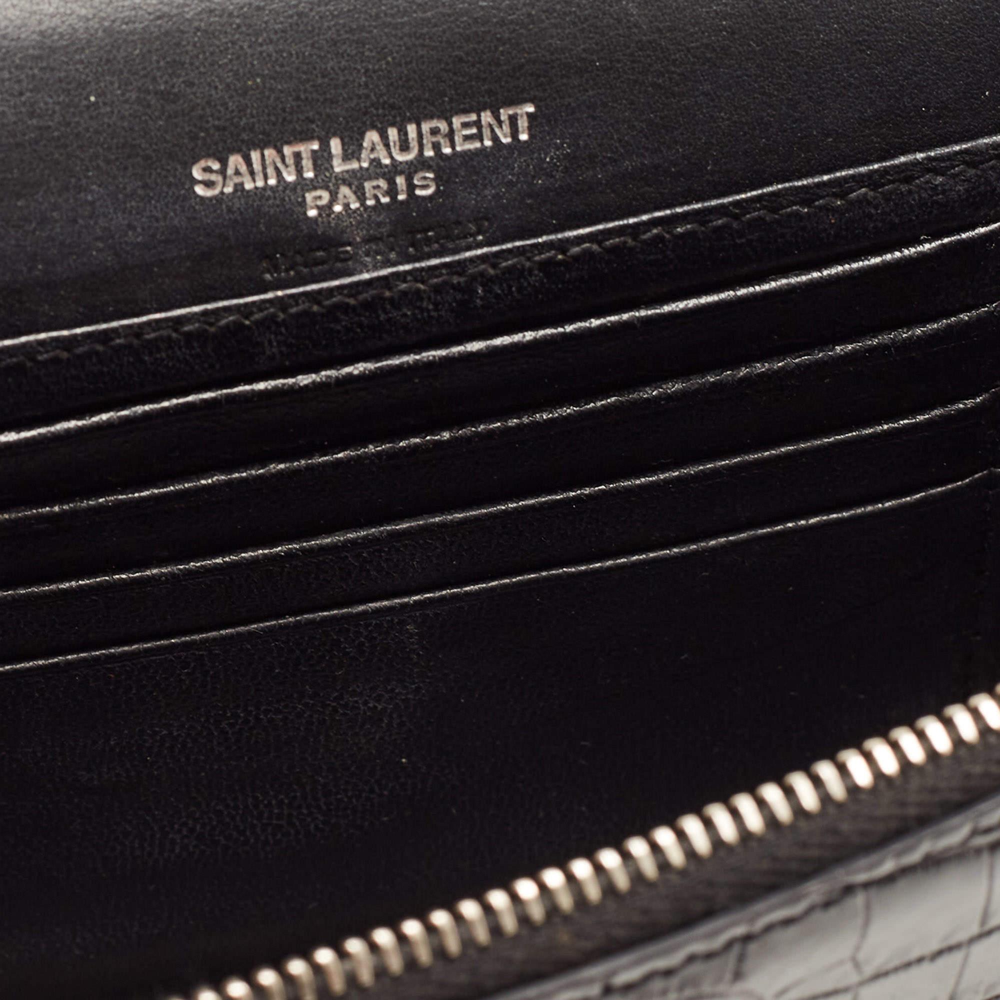Saint Laurent Black Croc Embossed Leather Kate Belt Bag 1