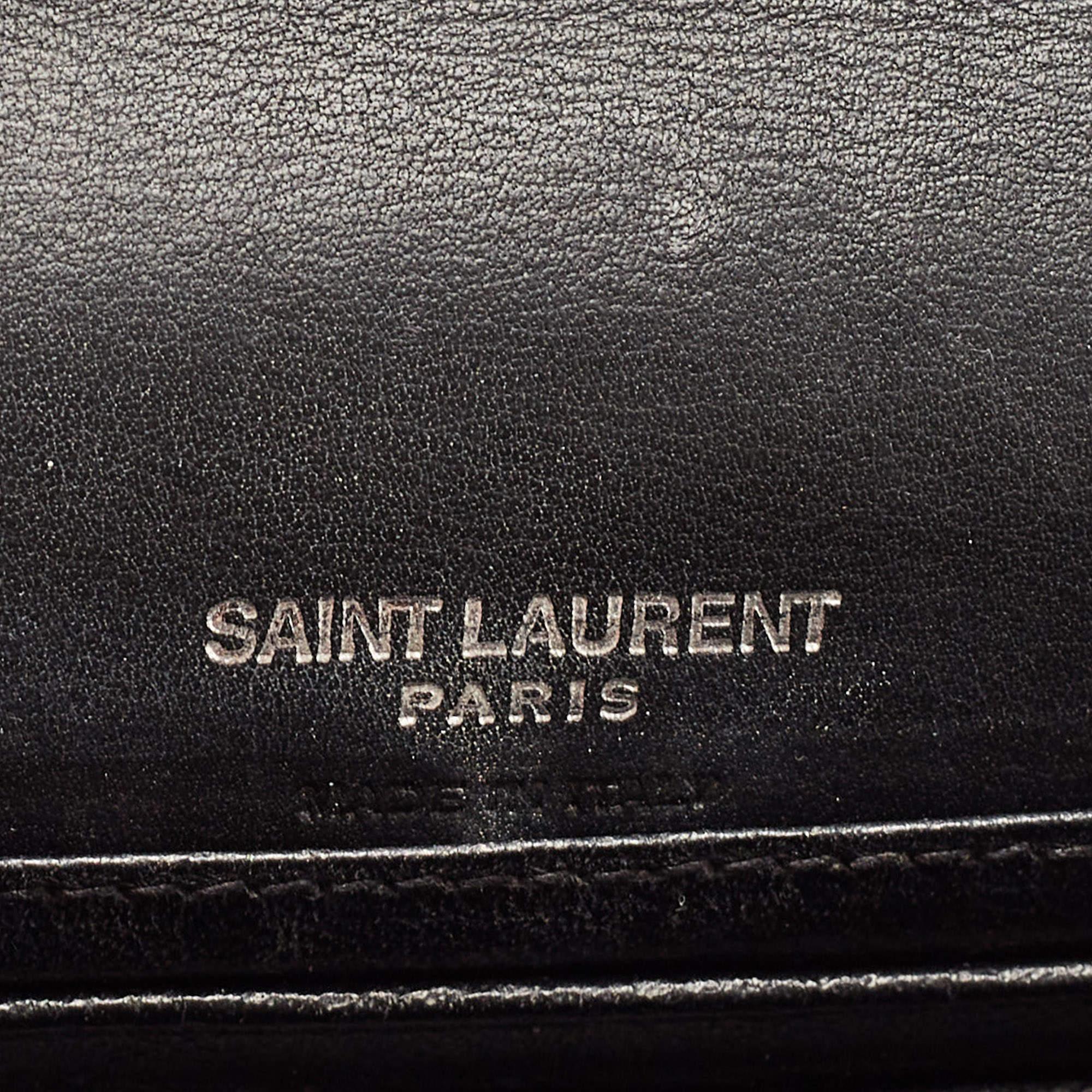 Saint Laurent Black Croc Embossed Leather Kate Belt Bag 2