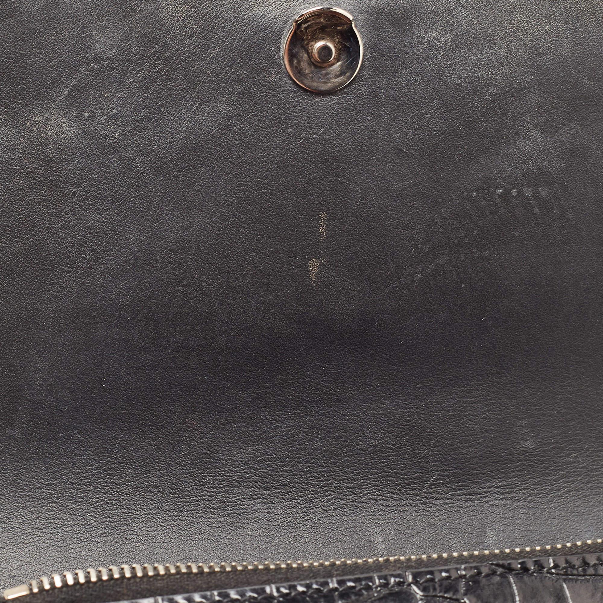Saint Laurent Black Croc Embossed Leather Kate Belt Bag 3