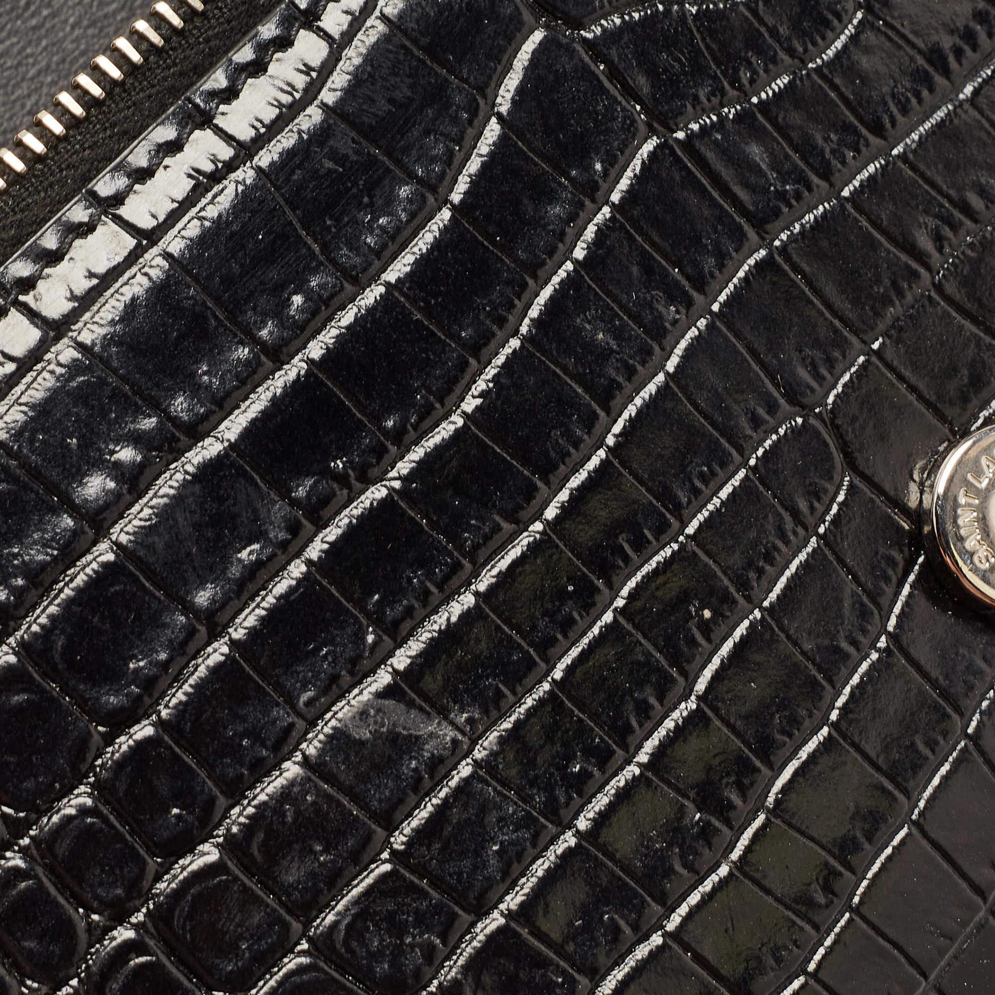 Saint Laurent Black Croc Embossed Leather Kate Belt Bag 5