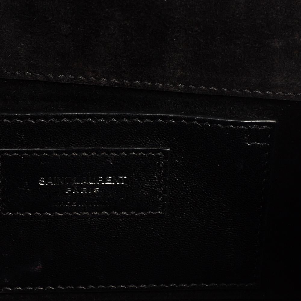 Saint Laurent Black Croc Embossed Leather Kate Shoulder Bag 6