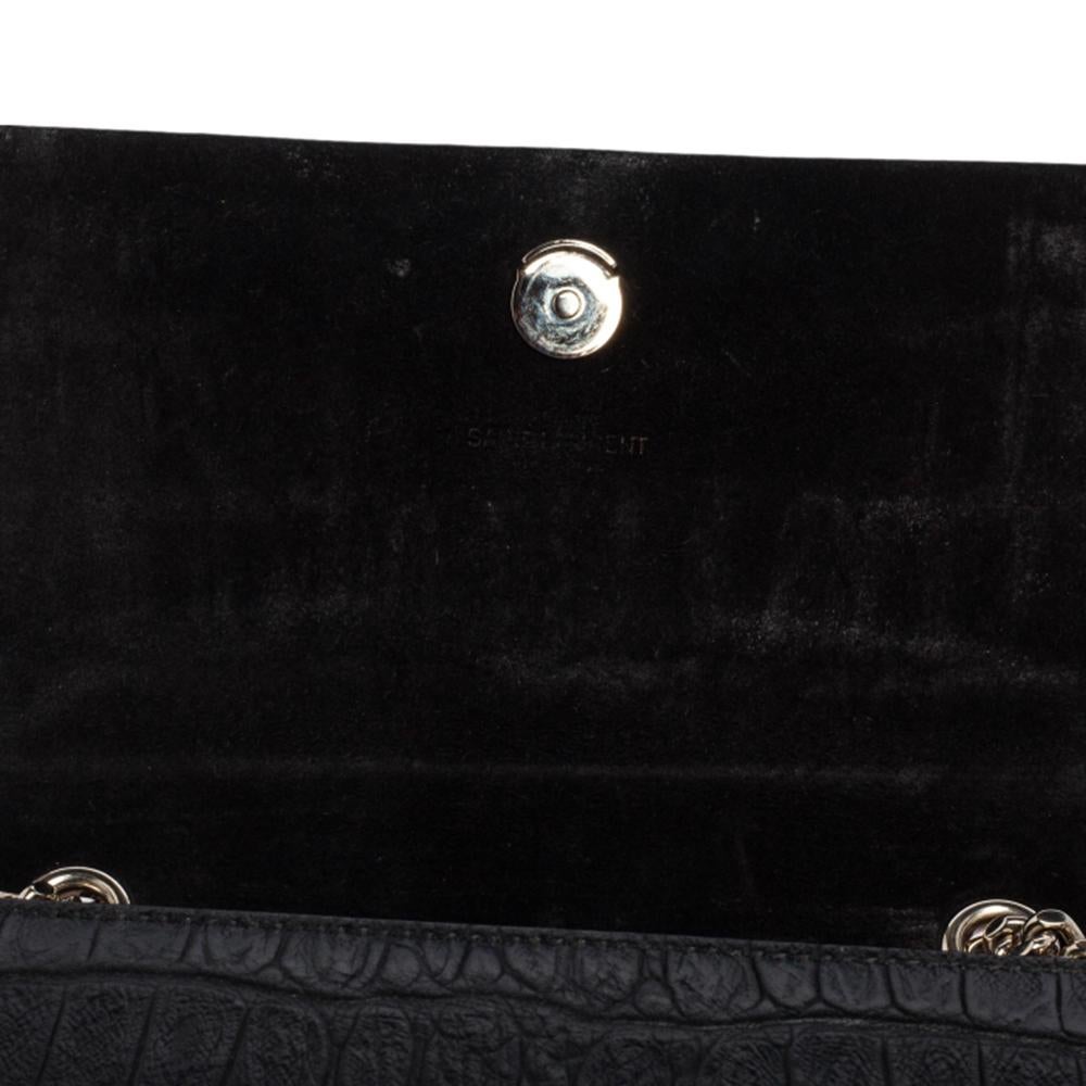Saint Laurent Black Croc Embossed Leather Kate Shoulder Bag 5