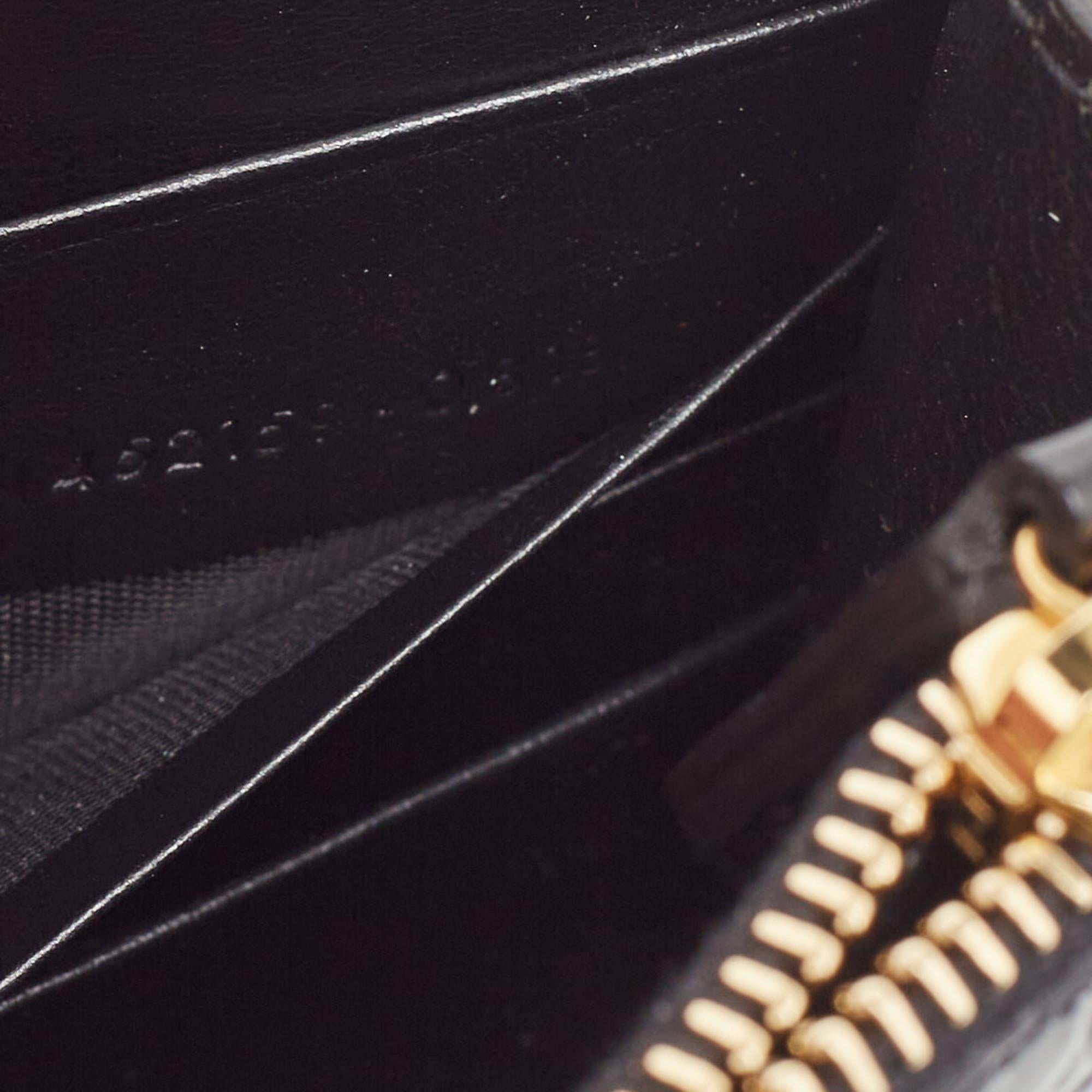 Women's Saint Laurent Black Croc Embossed Leather Kate Tassel Chain Wallet