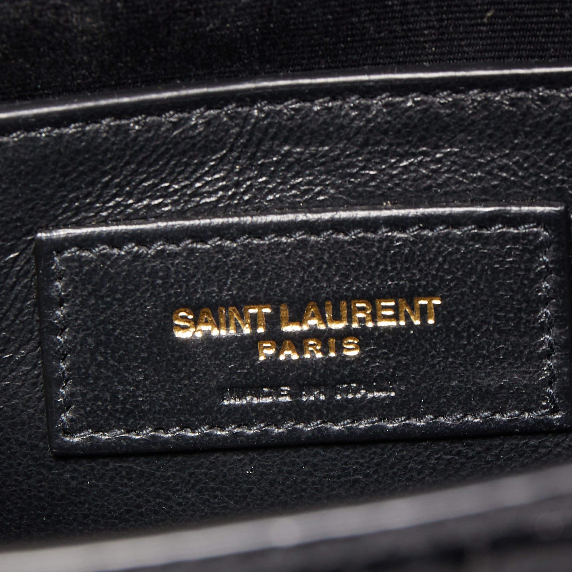 Saint Laurent Black Croc Embossed Leather Manhattan Shoulder Bag 6