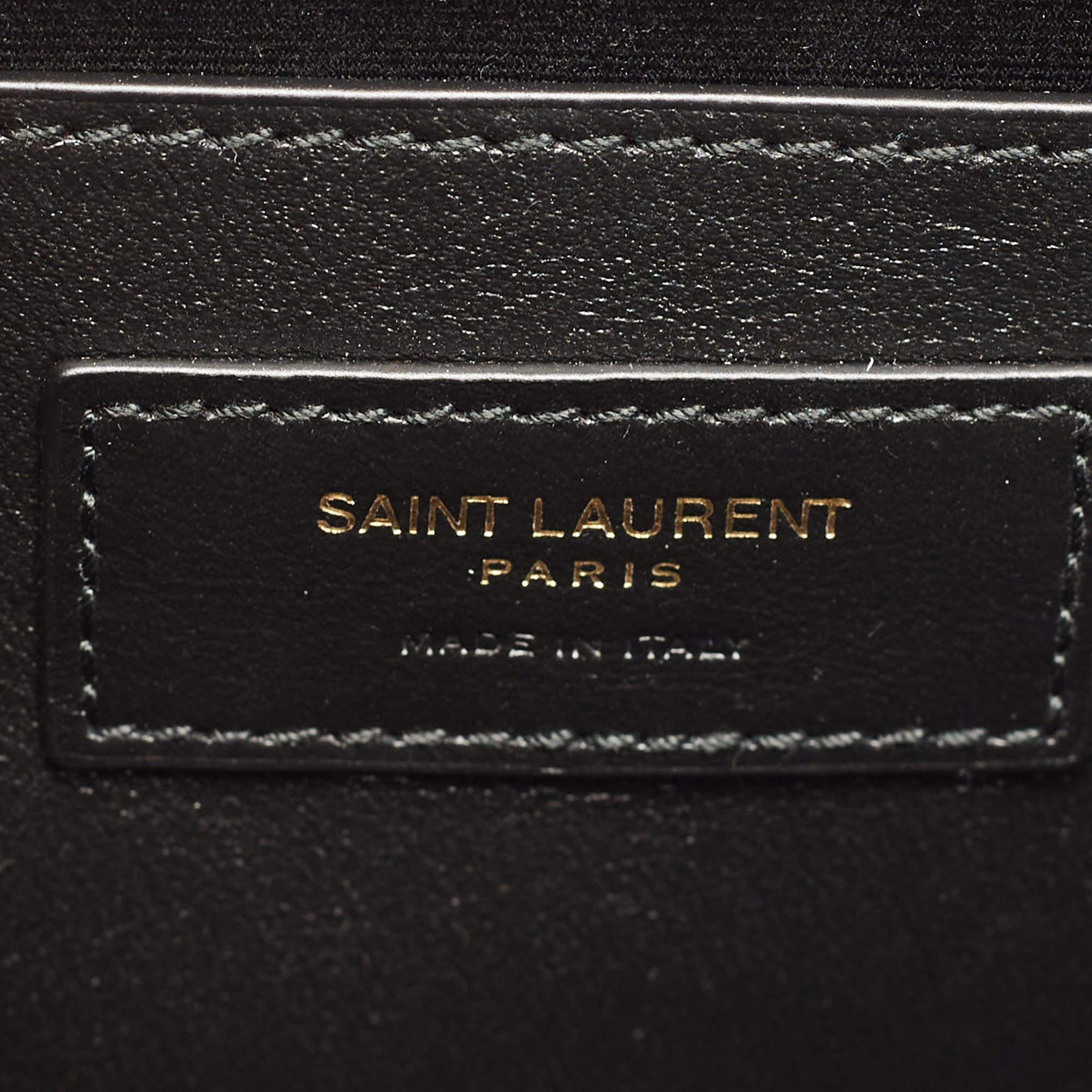 Saint Laurent Black Croc Embossed Leather Manhattan Shoulder Bag 8