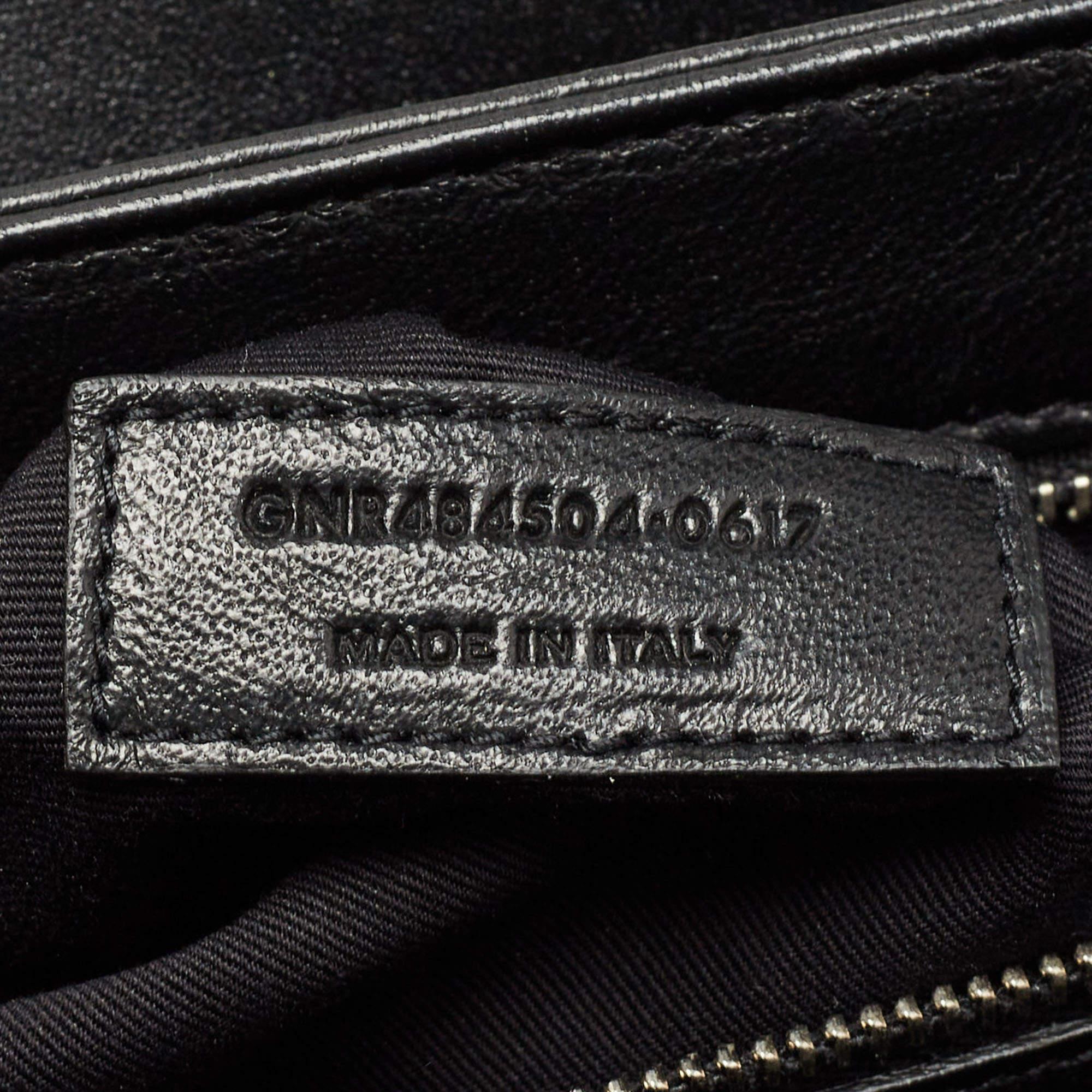 Saint Laurent Black Croc Embossed Leather Medium Babylone Top Handle Bag 6