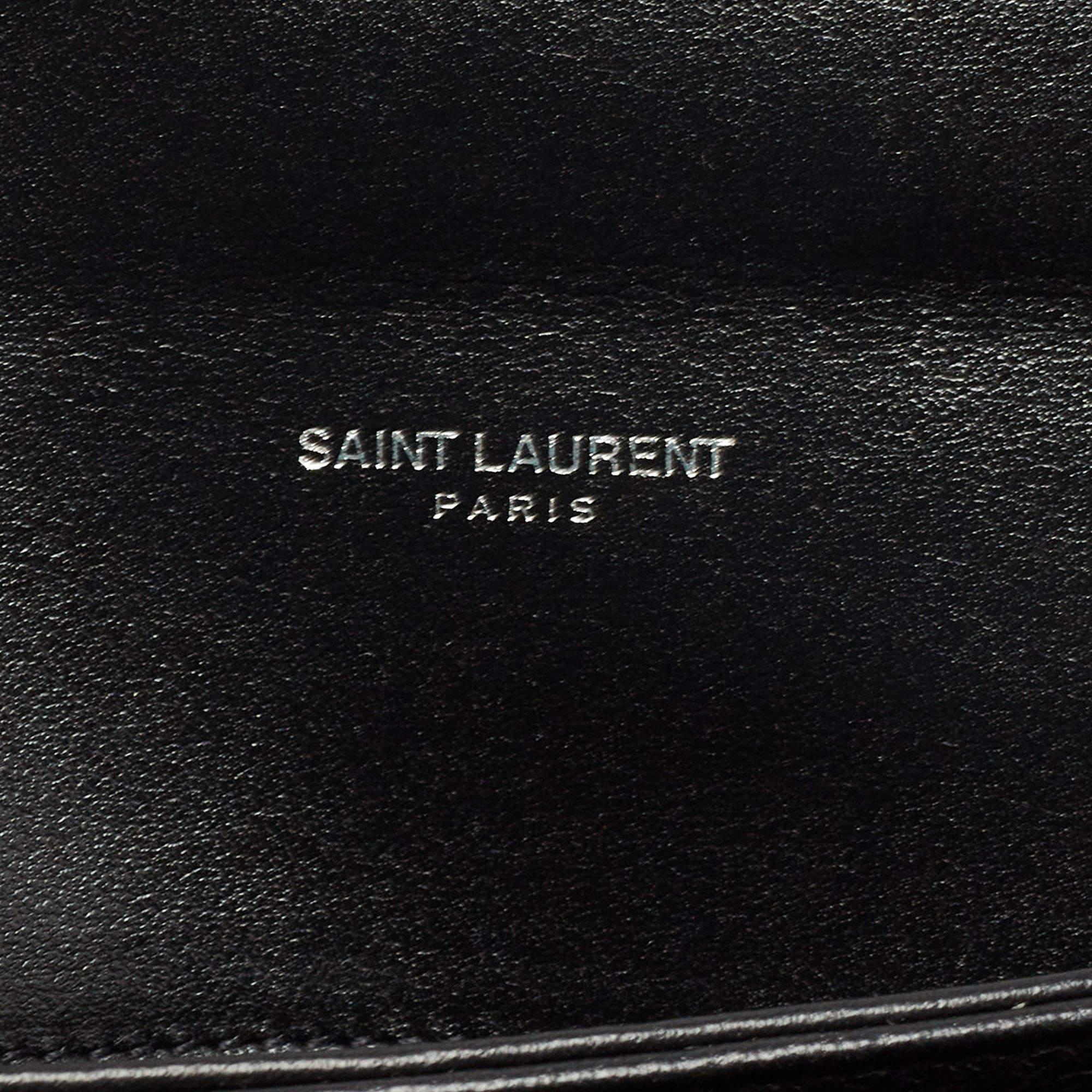 Saint Laurent Black Croc Embossed Leather Medium Babylone Top Handle Bag 7