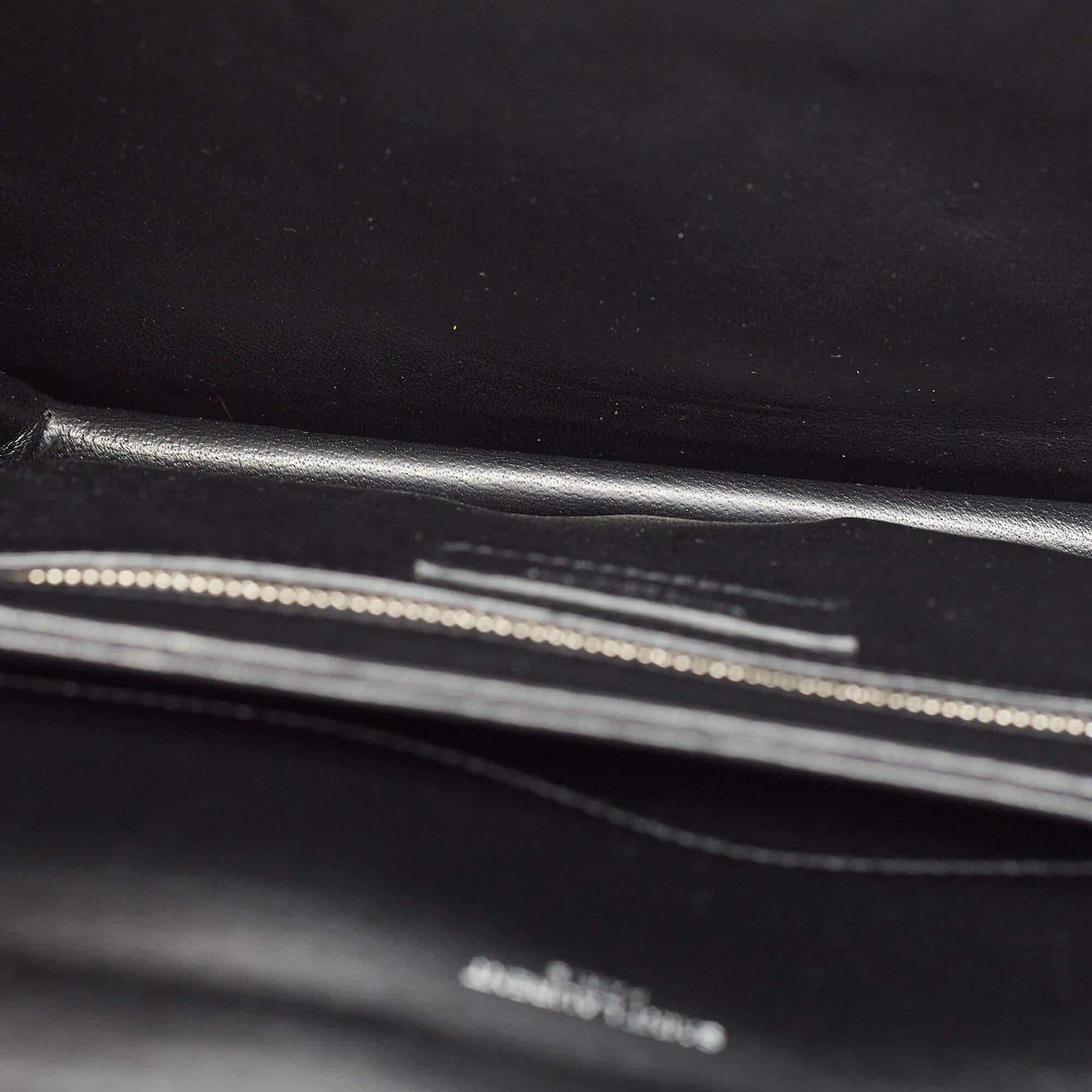 Saint Laurent Black Croc Embossed Leather Medium Babylone Top Handle Bag In Excellent Condition In Dubai, Al Qouz 2