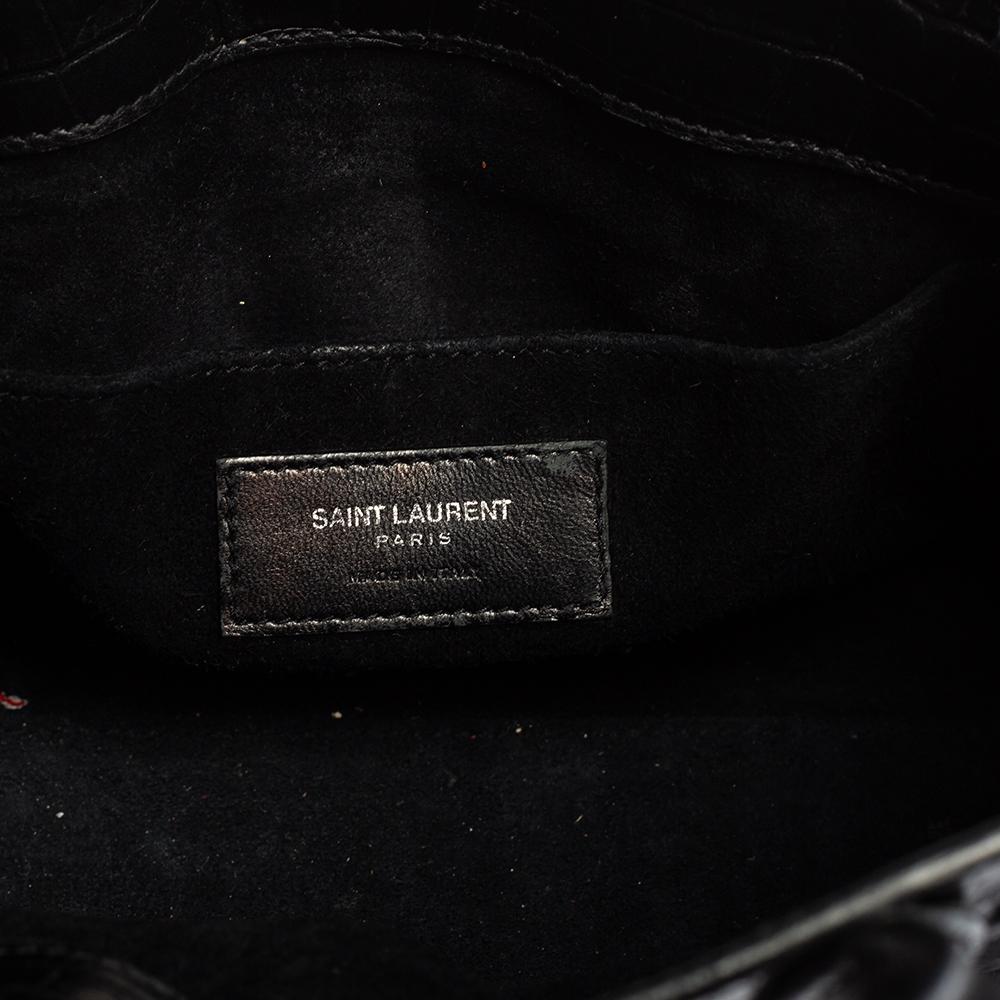 Saint Laurent Black Croc Embossed Leather Nano Classic Sac De Jour Tote 4