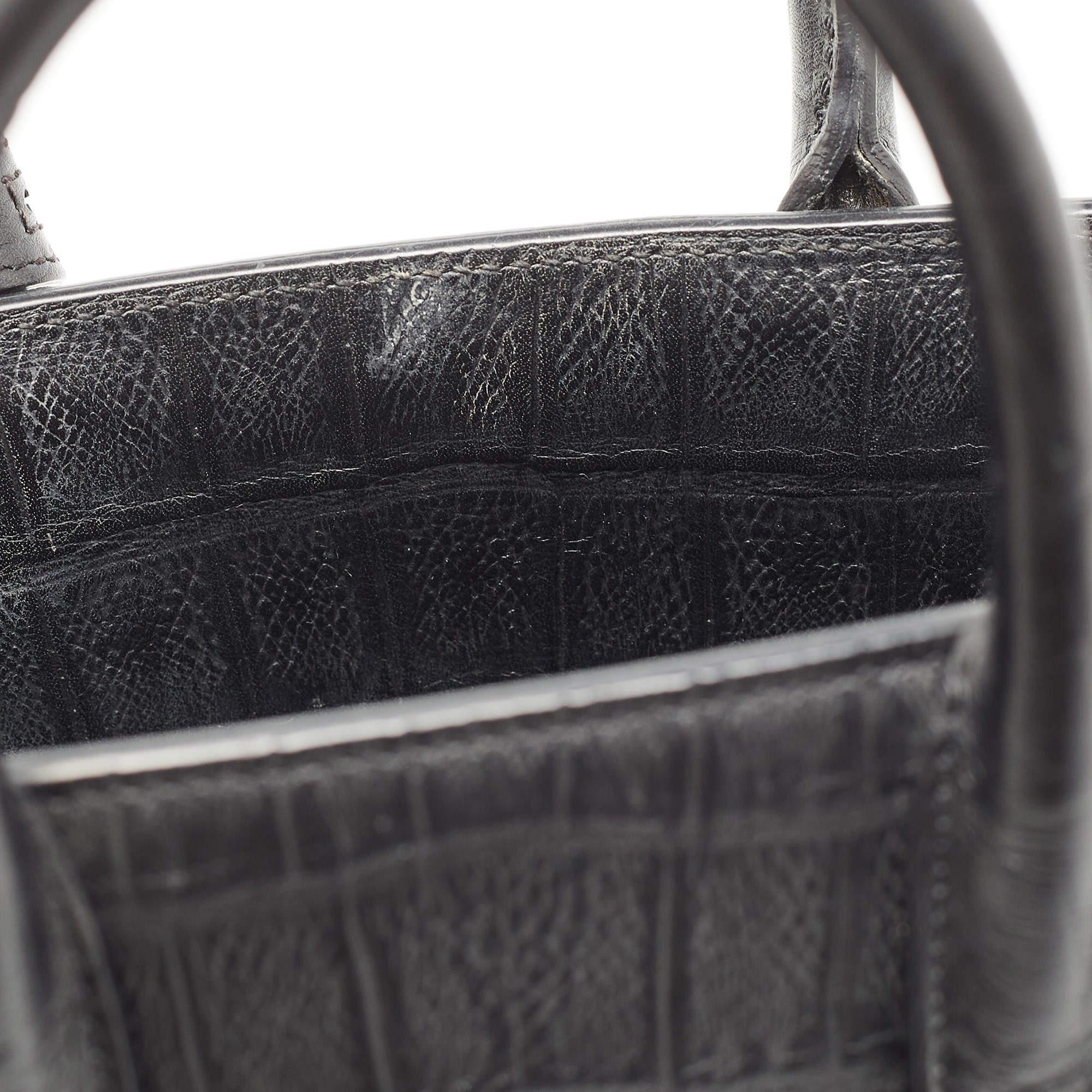 Saint Laurent Black Croc Embossed Leather Nano Classic Sac De Jour Tote 4