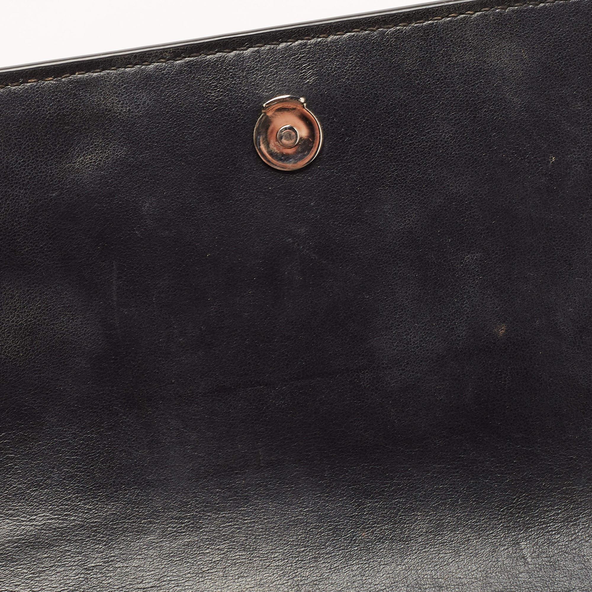 Saint Laurent Black Croc Embossed Leather Sunset Chain Wallet Bag For Sale 9