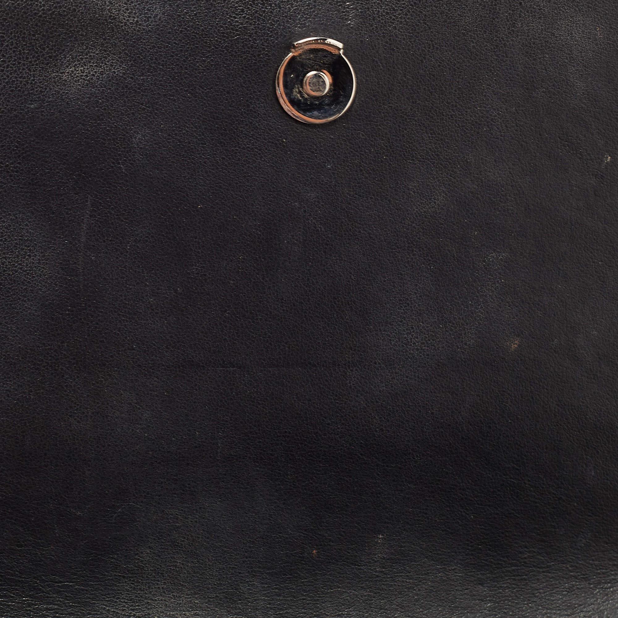 Saint Laurent Black Croc Embossed Leather Sunset Chain Wallet Bag For Sale 3