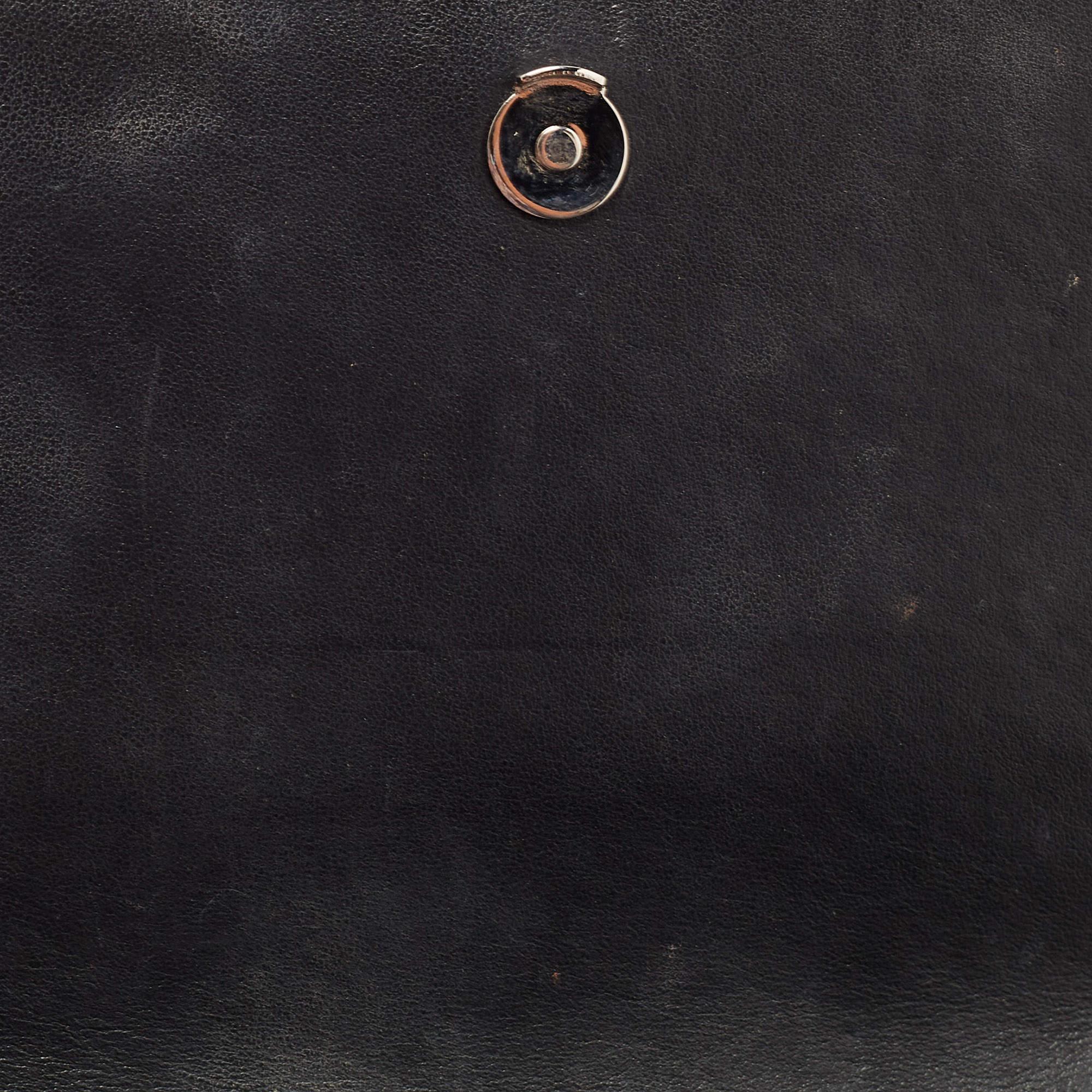 Saint Laurent Black Croc Embossed Leather Sunset Chain Wallet Bag 4
