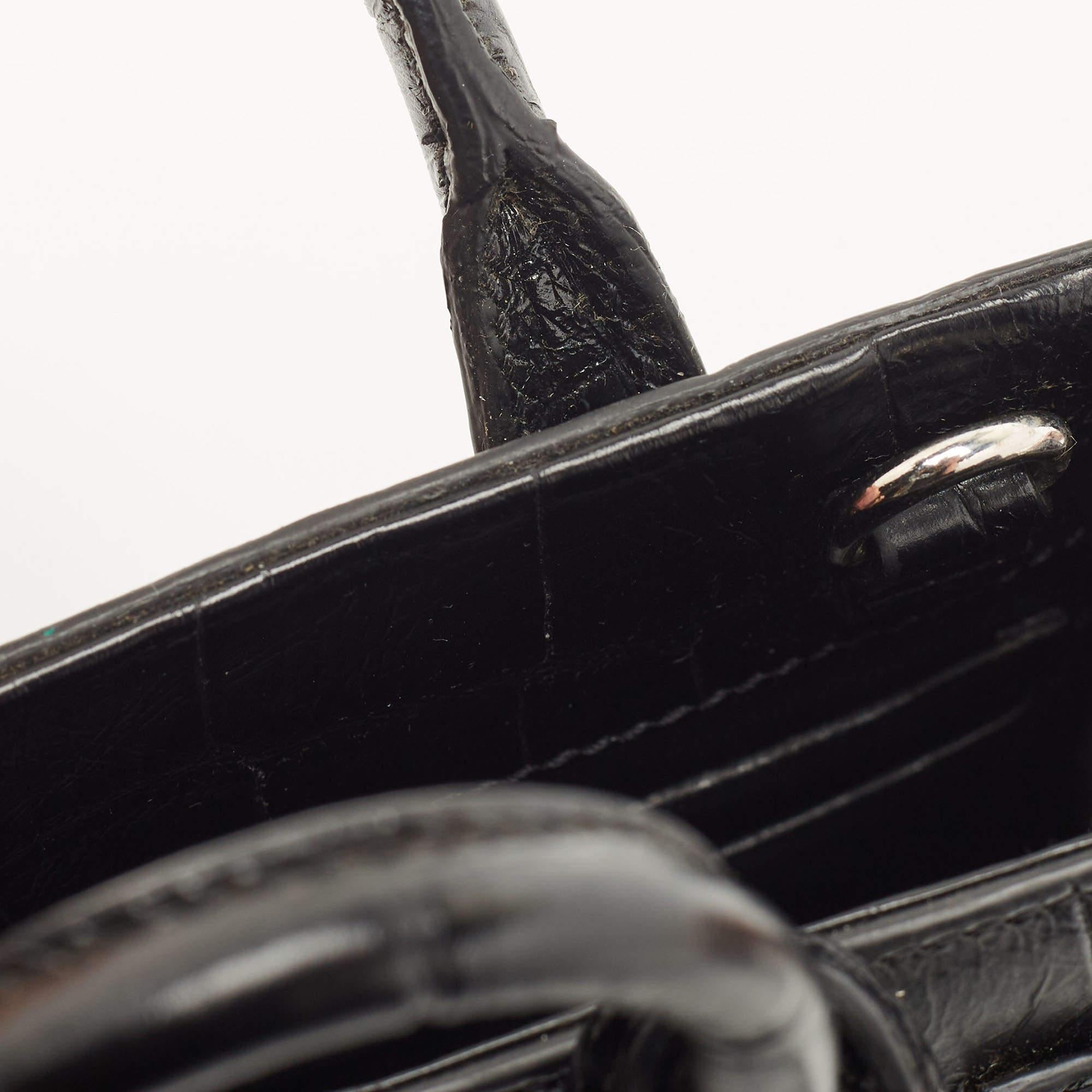 Saint Laurent Black Croc Embossed Leather Toy Classic Sac De Jour Tote 7