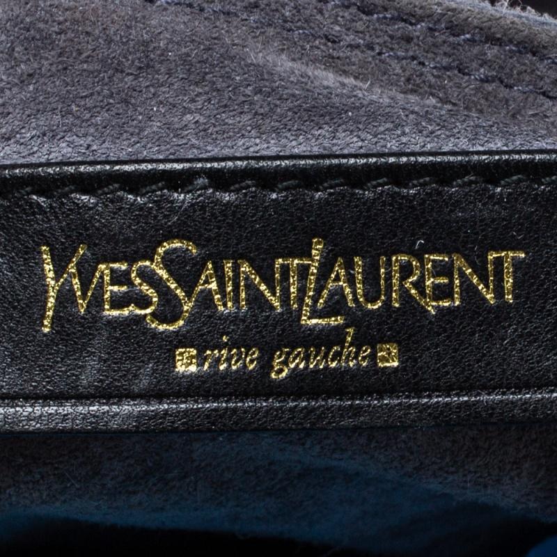 Saint Laurent Black Croc Embossed Nubuck Leather Large Muse Two Bag 5
