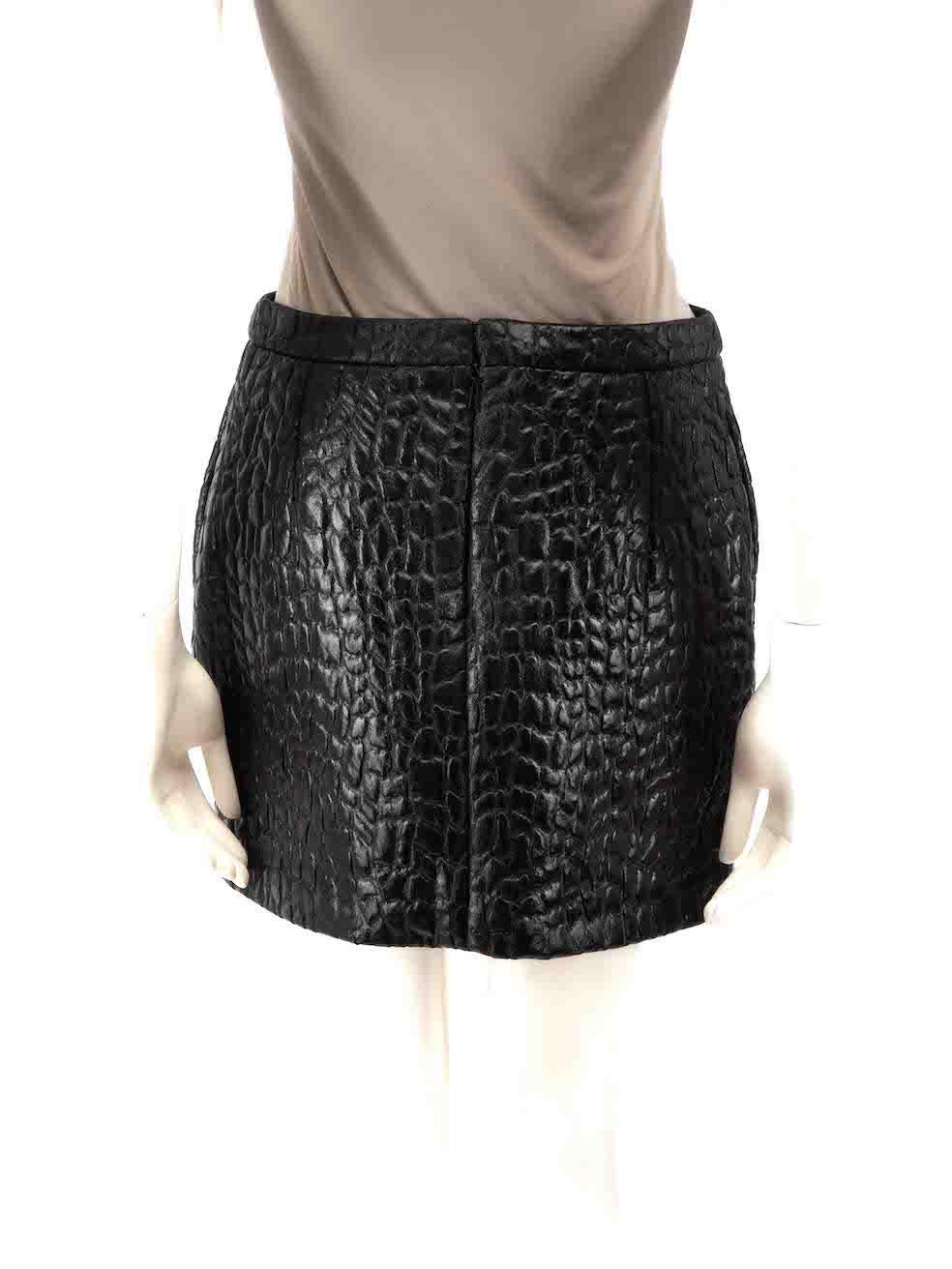 Saint Laurent Black Croc Jacquard Mini Skirt Size M In Excellent Condition In London, GB