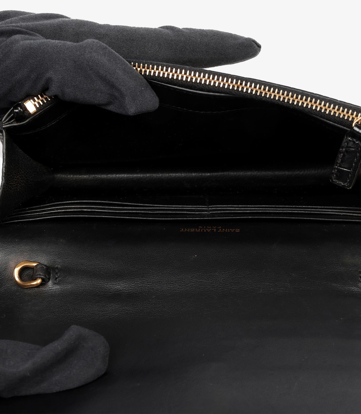 Saint Laurent Black Crocodile Embossed Calfskin Leather Kate Wallet-on-Chain WOC 5