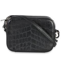 Saint Laurent Black Crocodile Embossed Calfskin Mini Camera Bag