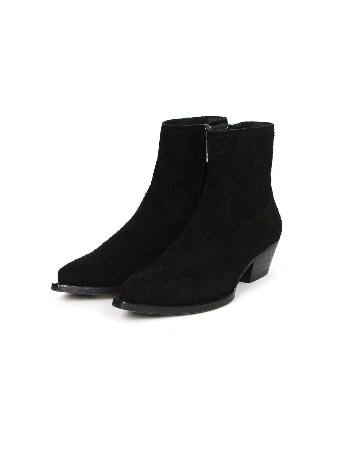 Saint Laurent Black Crosta Wool Lukas 40 Ankle Zip Boot sz 40

Made In: Italy
Color: Black
Hardware: Silvertone
Materials: Crosta Wool
Closure/Opening: Ankle zip
Overall Condition: Excellent pre-owned condition
Estimated Retail: $995 + tax
Includes: