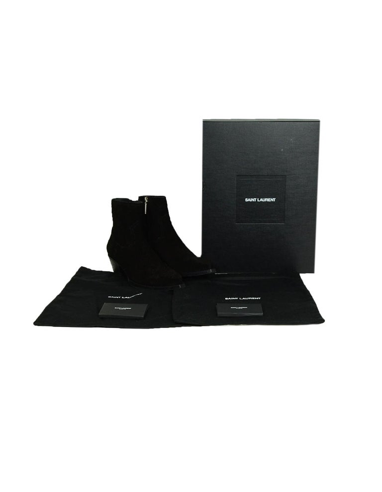 Saint Laurent Black Crosta Wool Lukas 40 Ankle Zip Boots sz  display picture 3