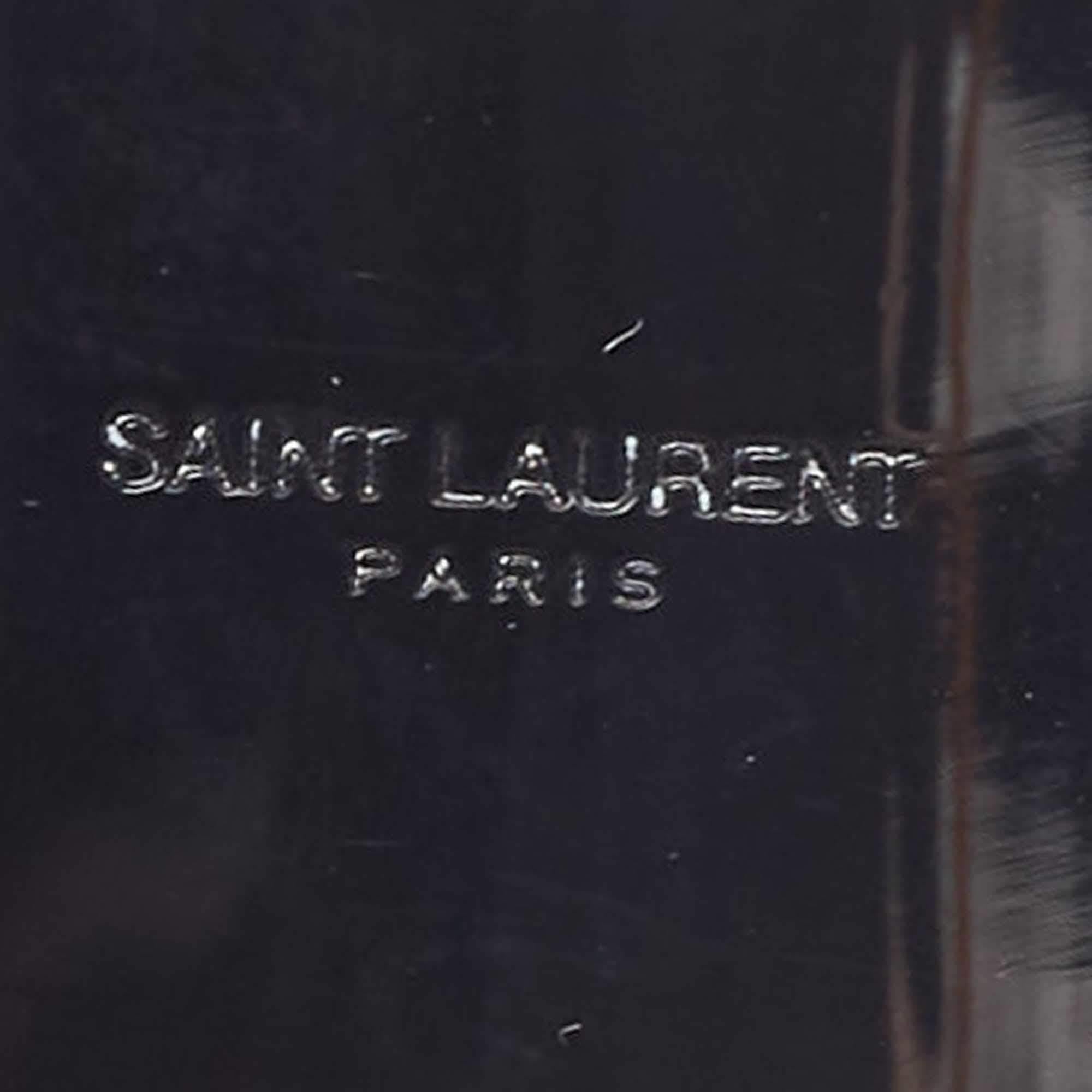 Women's Saint Laurent Black Crystal Embellished Gold Tone Open Cuff Bracelet