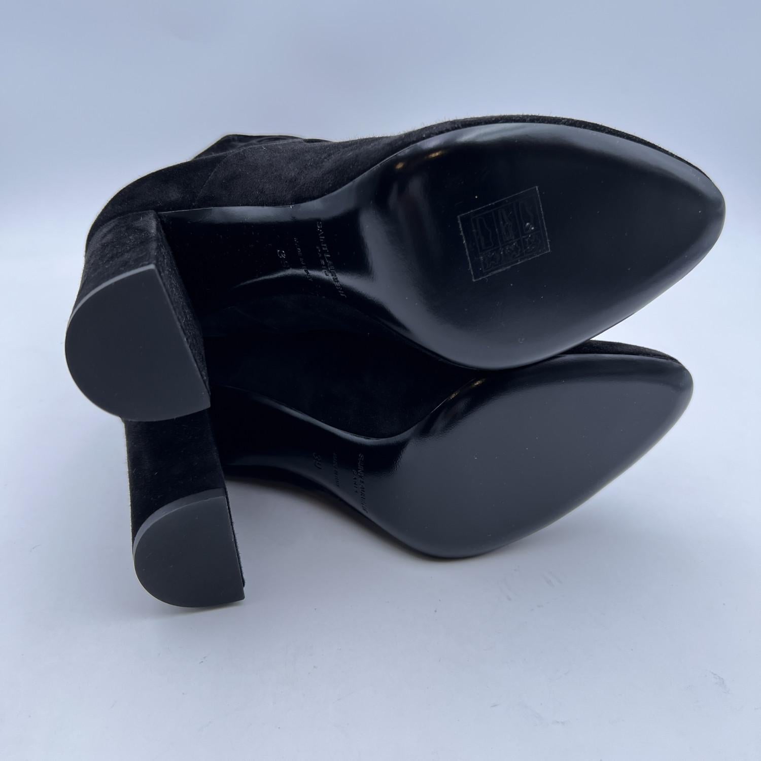 Saint Laurent Black Cut Out Suede High Cage Boots Szie 39 2