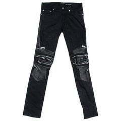 Saint Laurent Schwarze Denim Biker Jeans XL