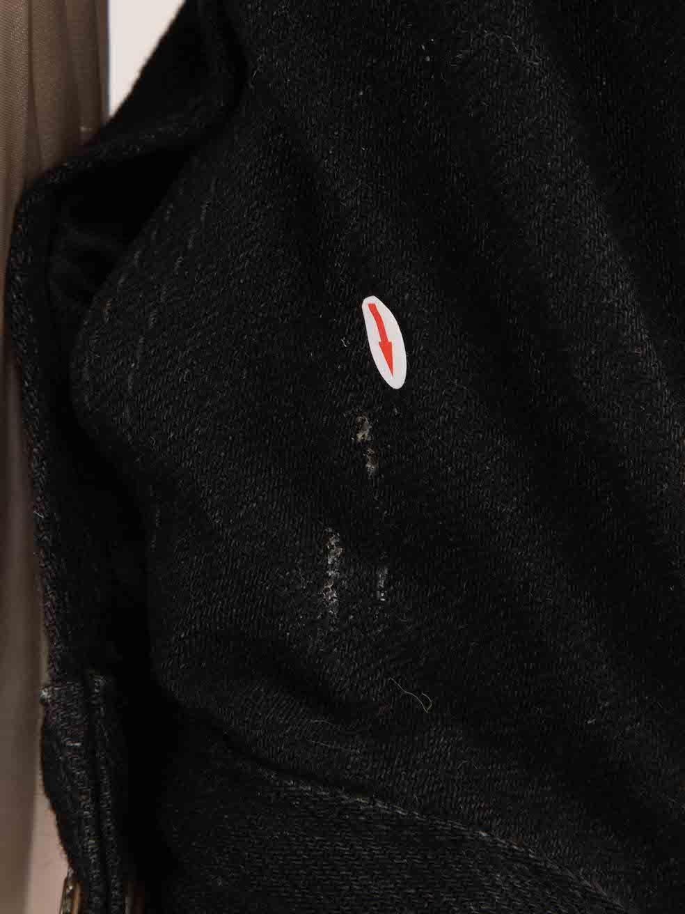 Women's Saint Laurent Black Denim Faux Fur Trimmed Jacket Size M For Sale