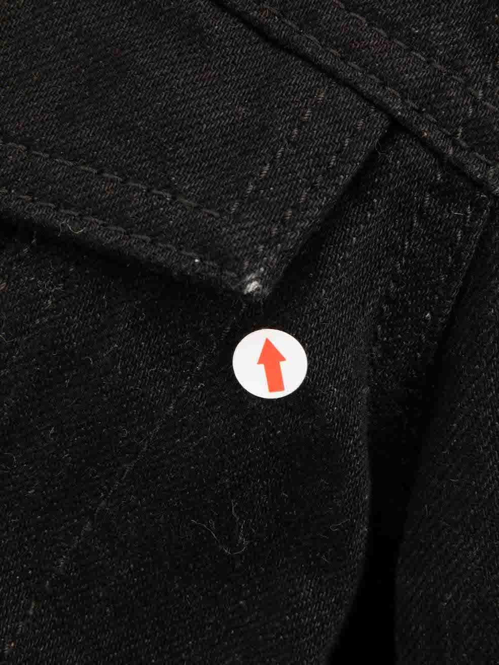 Saint Laurent Black Denim Faux Fur Trimmed Jacket Size M For Sale 2