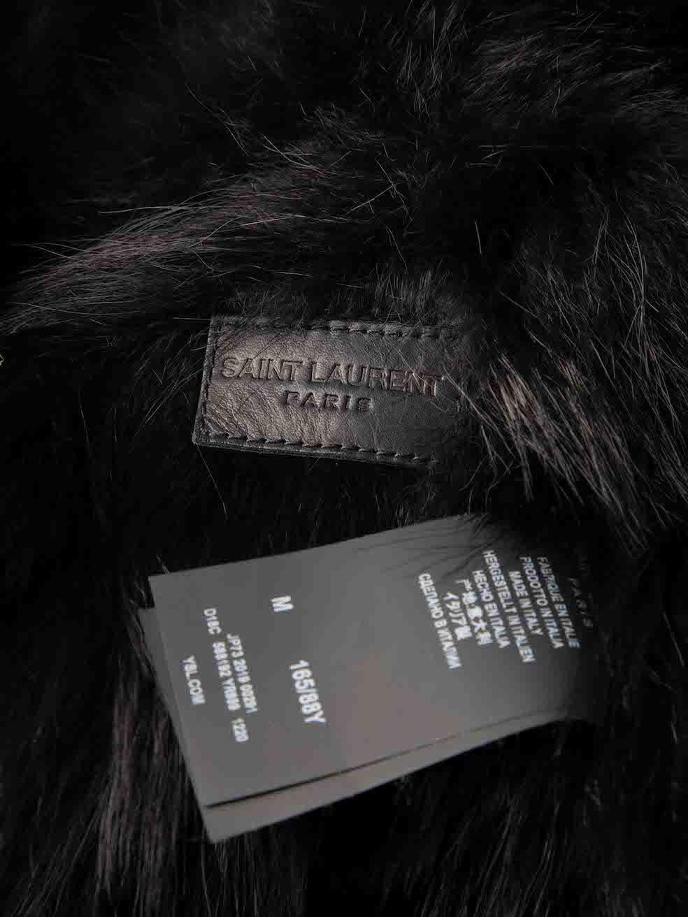 Saint Laurent Black Denim Faux Fur Trimmed Jacket Size M For Sale 4