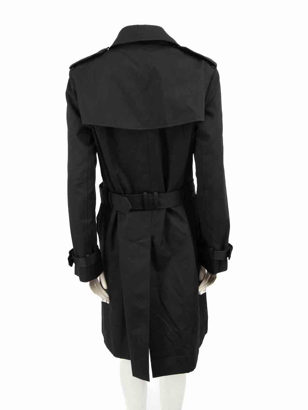 Saint Laurent Black Double-Breasted Belted Trench Coat Size XL In Excellent Condition For Sale In London, GB