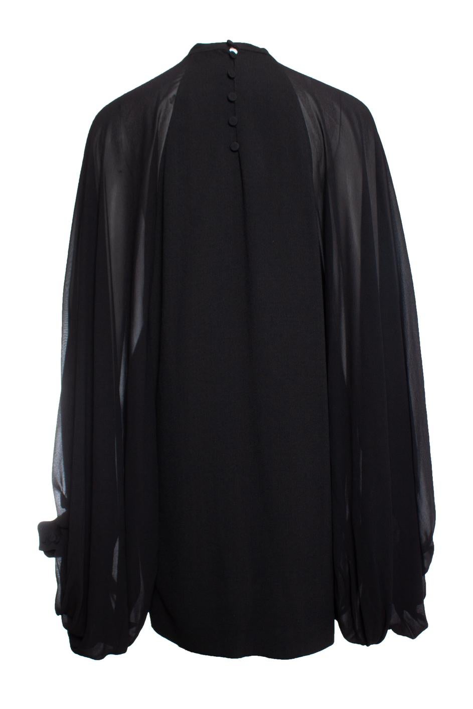 Black Saint Laurent, black dress with puff sleeves For Sale